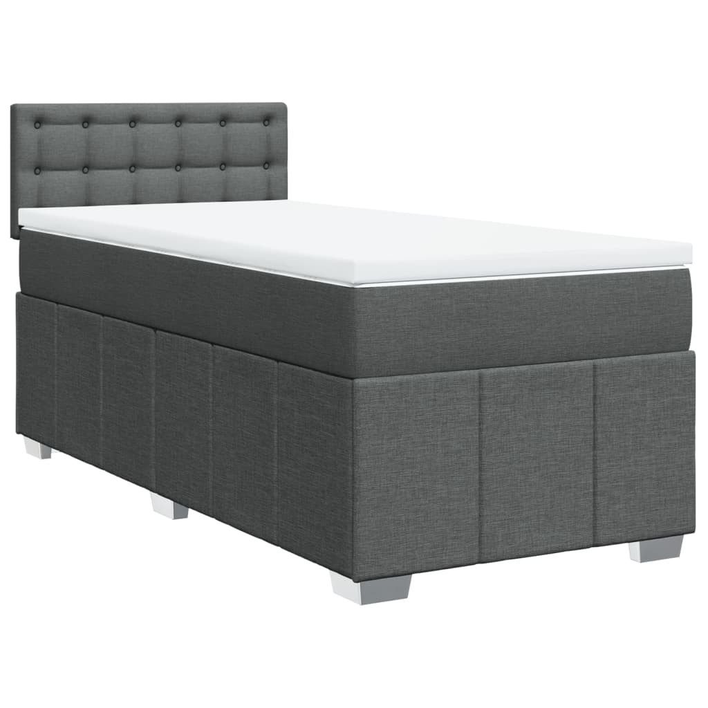 Bett Boxspringbett mit Matratze Dunkelgrau 100x200 cm Stoff