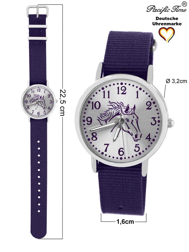 und Gratis Match Kinder Time Design Armbanduhr Quarzuhr und - Pferd Wechselarmband, rosa Versand Pacific violett violett Mix Set