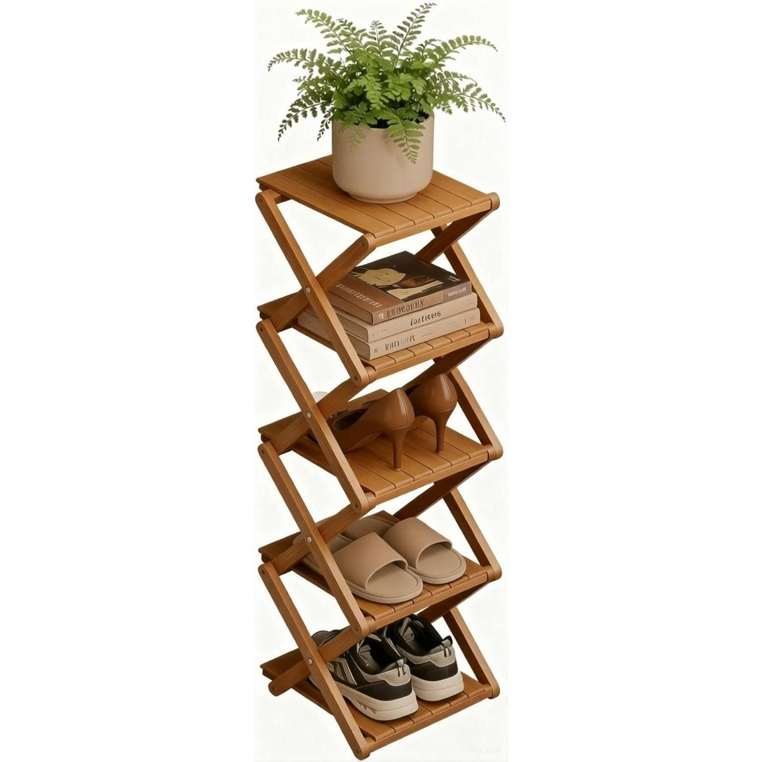 LuxusKollektion Schuhregal Schuhregal Bambus 5 Ebenen faltbar braun, 1-tlg.