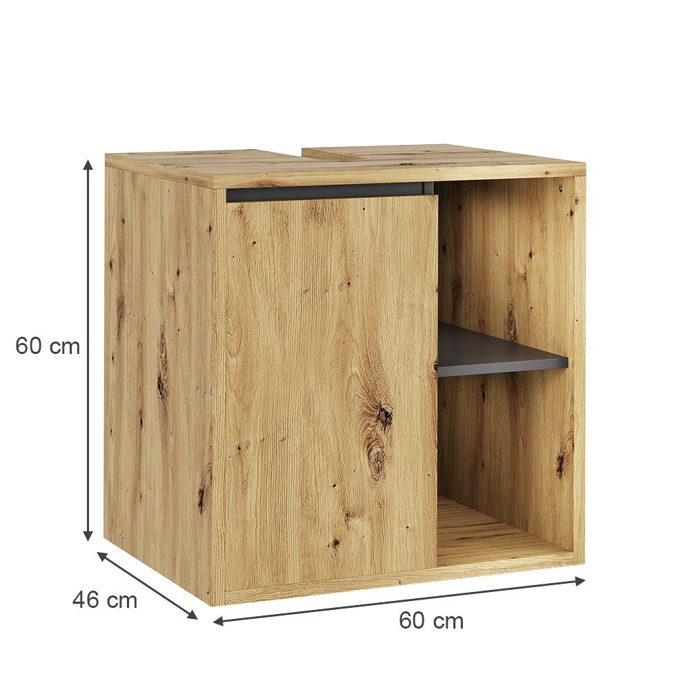 Vicco Waschbeckenunterschrank Viola, Artisan/Grau, 60 x günstig online kaufen