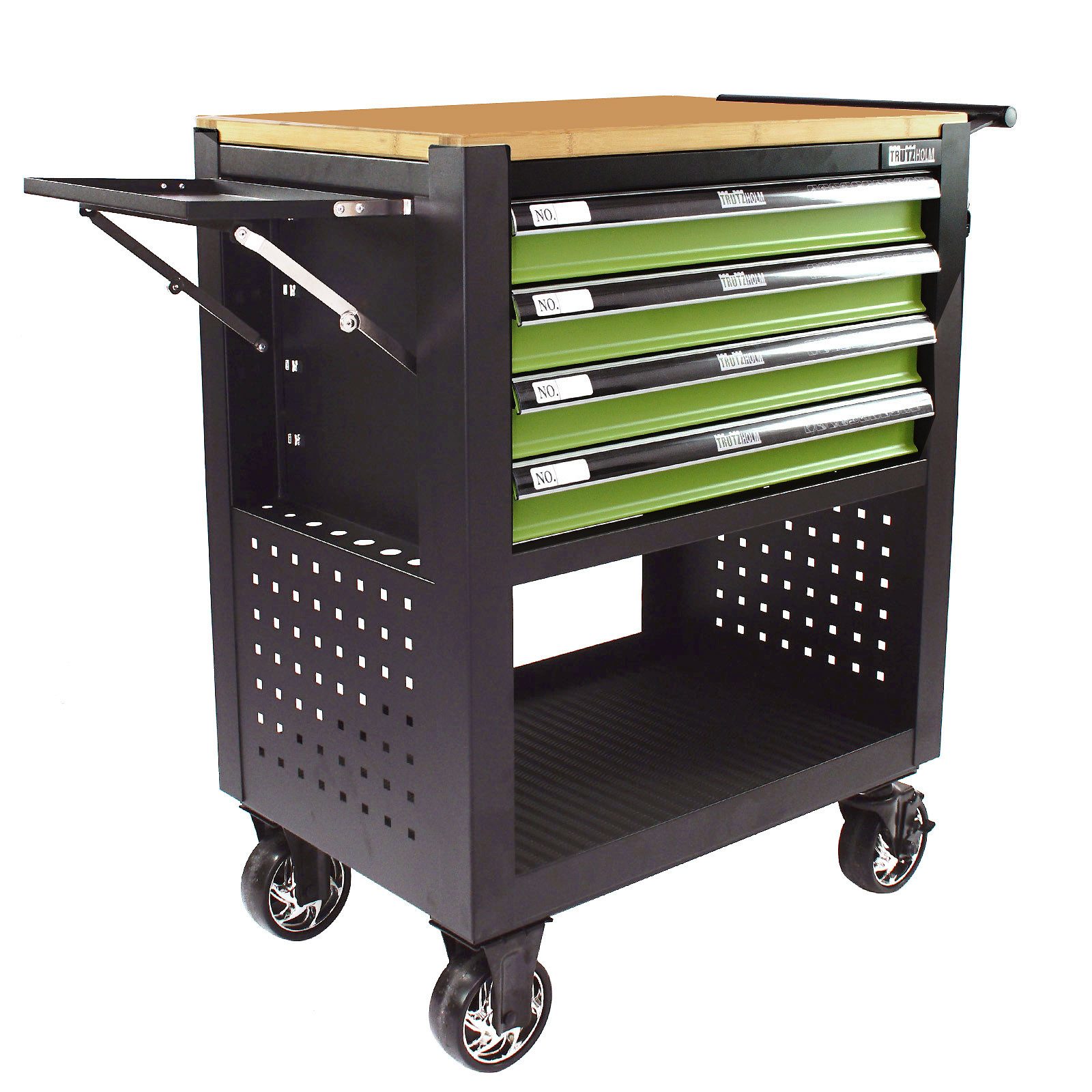 TRUTZHOLM Тележка для мастерских Werkzeugwagen 91x77x46 cm 4 Schubladen unbestückt Ablage klappbar, leer, max. Traglast:200 kg, 1-tlg. Werkzeugset, Zentralverriegelung, Feststellbremsen