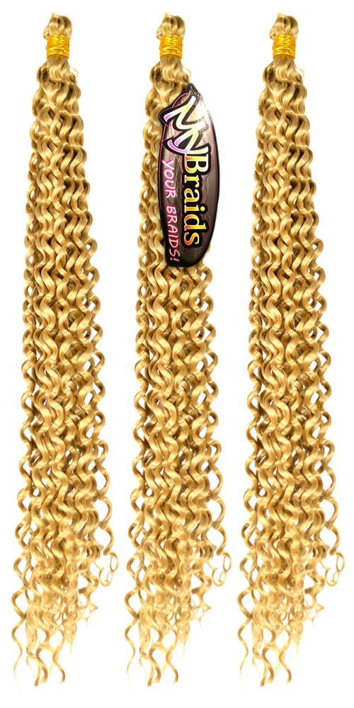 MyBraids YOUR BRAIDS! Kunsthaar-Extension Deep Wave Crochet Braids 3er Pack Flechthaar Zöpfe Wellig 5-W Blond | Haarverlängerungen