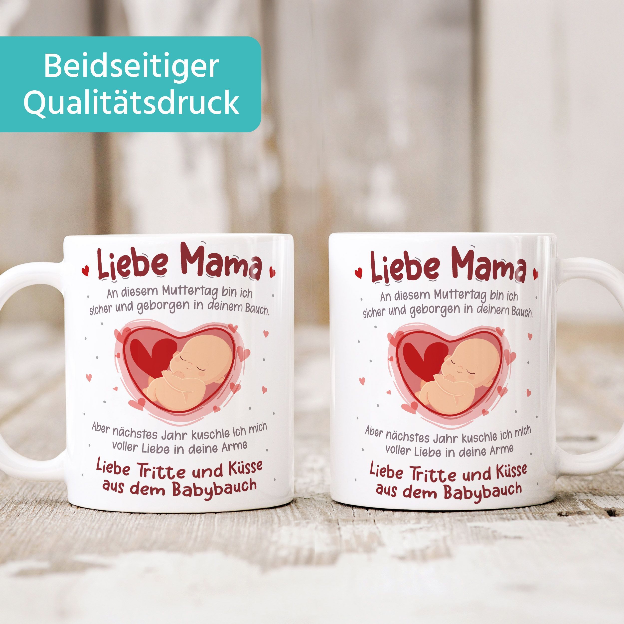 SpecialMe Tasse Kaffee-Tasse Liebe Grüße aus dem Babybauch Spruch Schwanger Geschenk, Keramik
