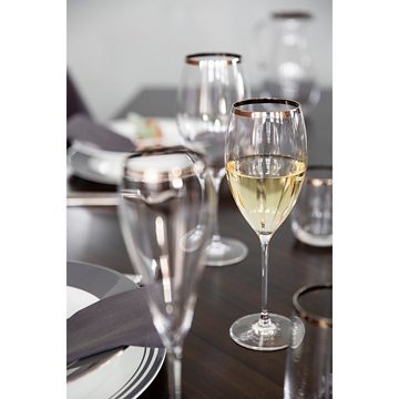 Fink Weißweinglas Weißweinglas PLATINUM - transparent - Glas, Glas, Platinumauflage, H.27cm x B.6cm x T.6cm - Füllmenge 580 ml