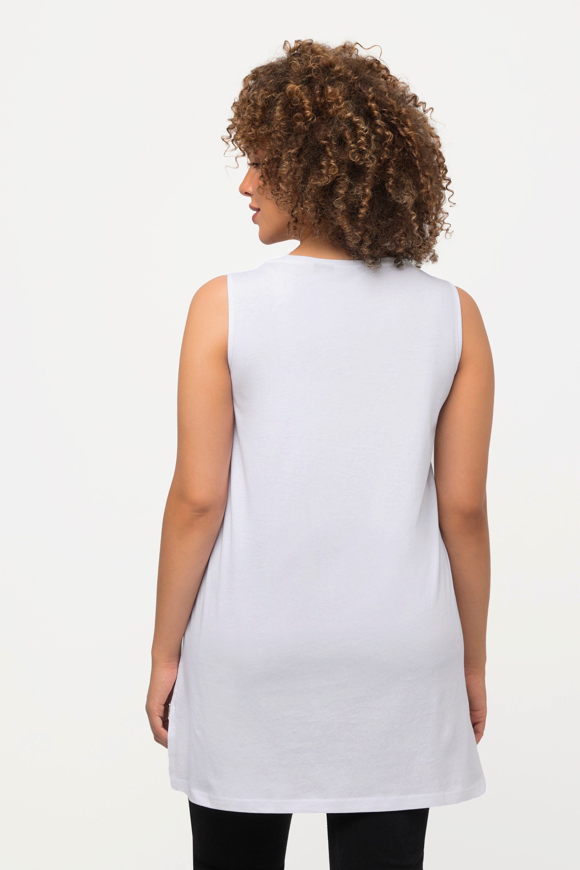 Ulla Popken Longtop Longtop Zierbänder A-Linie Rundhals ärmellos