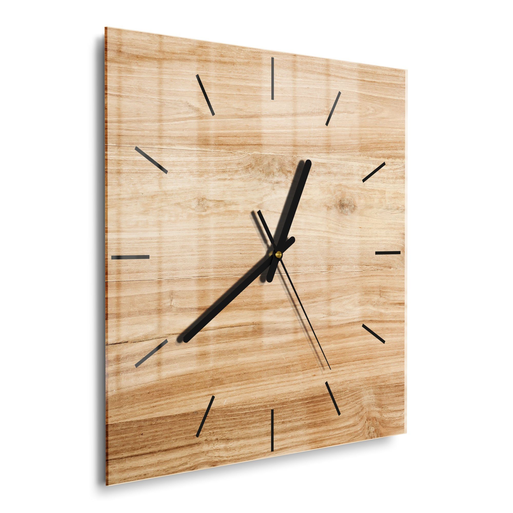 DEQORI Wanduhr 'Holzstruktur detailliert' (Glas Glasuhr günstig online kaufen