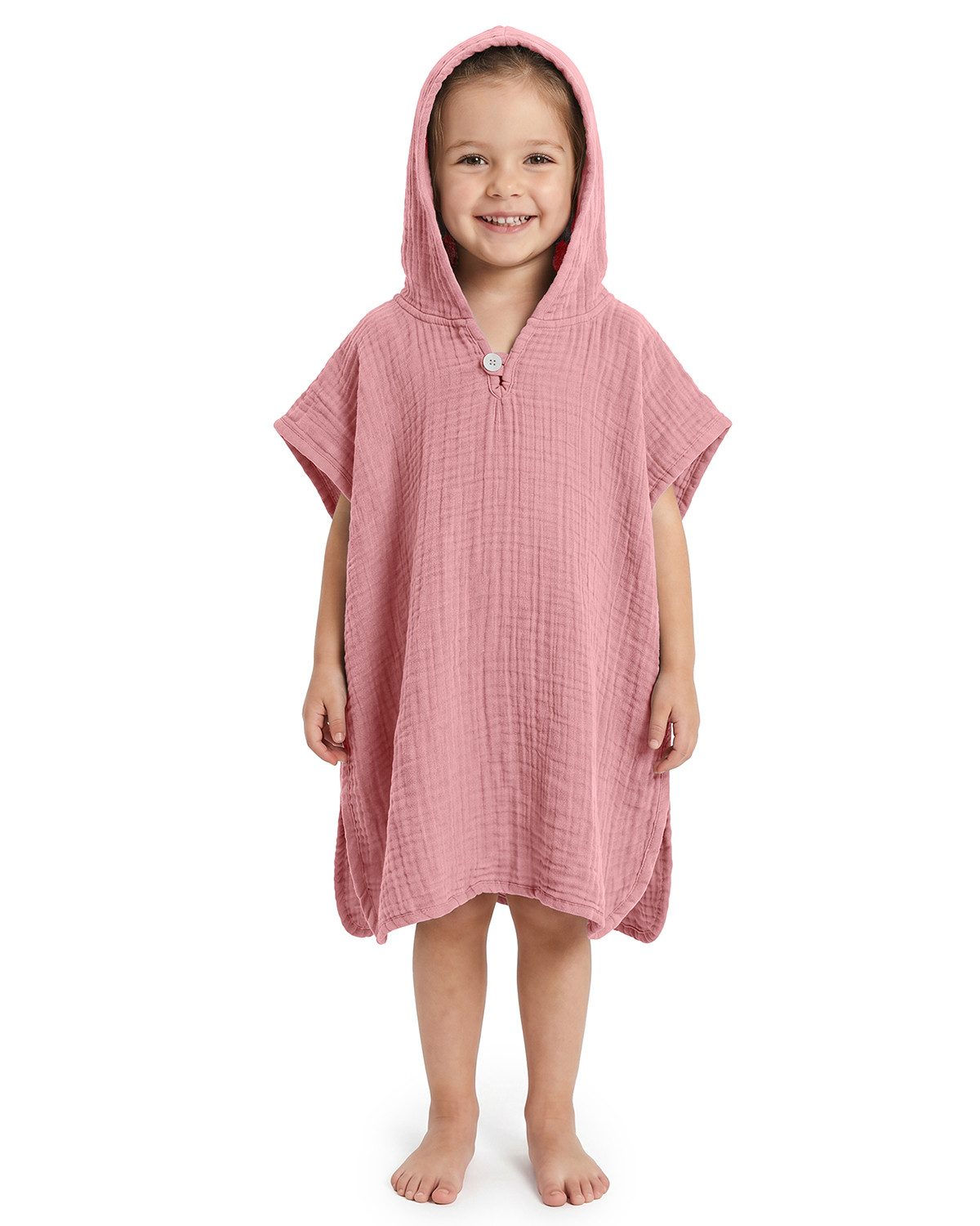 Laynenburg Badeponcho Musselin für Kinder mit Kapuze - Poncho aus 100% Baumwolle, als strandponcho, surf Handtuch poncho für Baby, Mädchen & Jungen