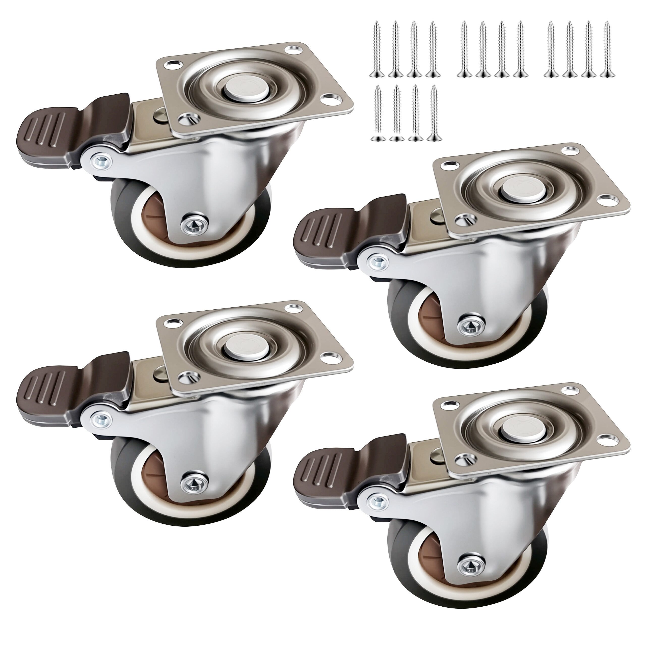 relaxdays Lenkrolle mit Bremse 4er Set, (4-St), 50 mm