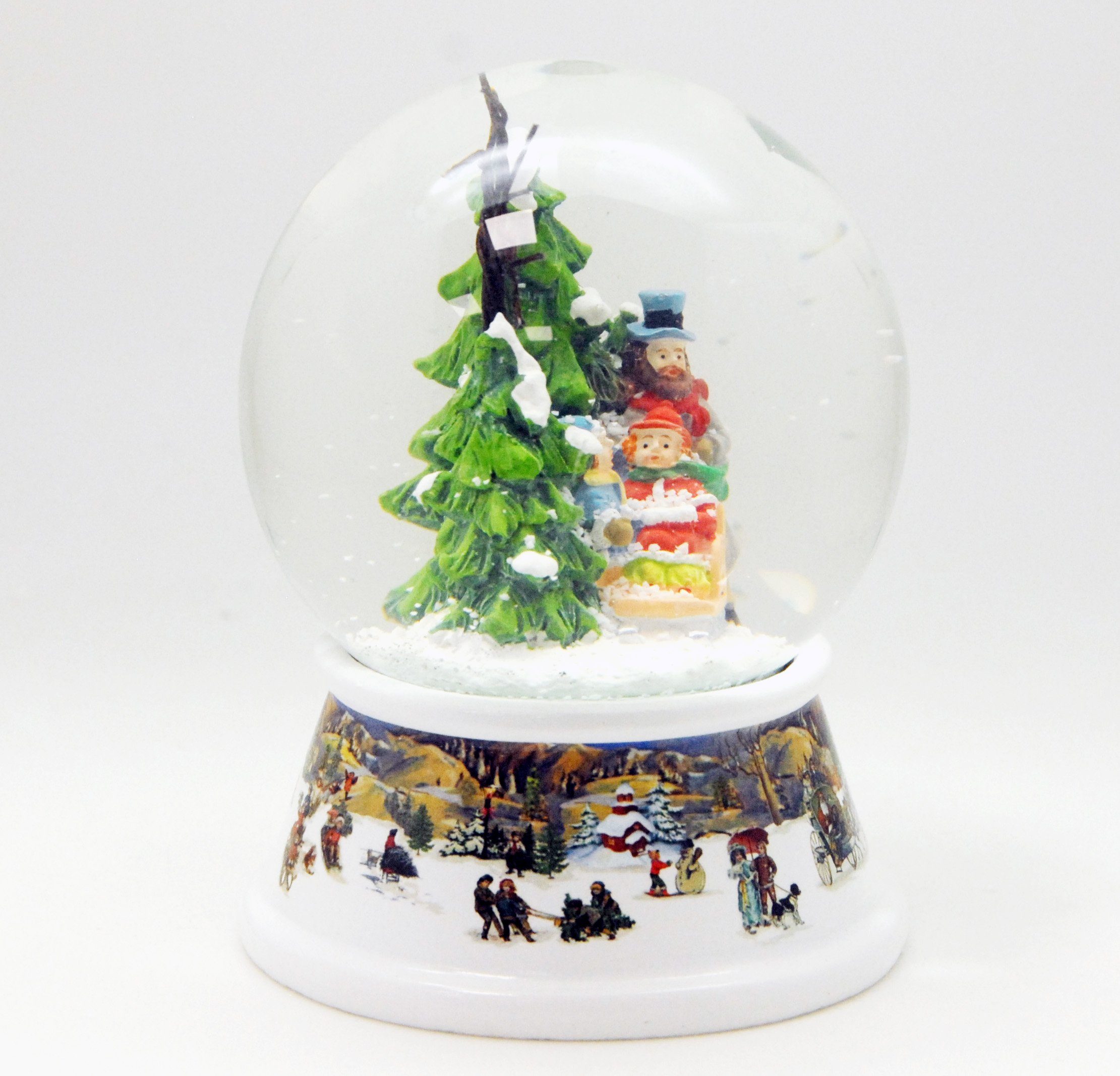 MINIUM-Collection Schneekugel Familienspaziergang Winterwald Winterlandschaft Sockel cm 10 Spieluhr