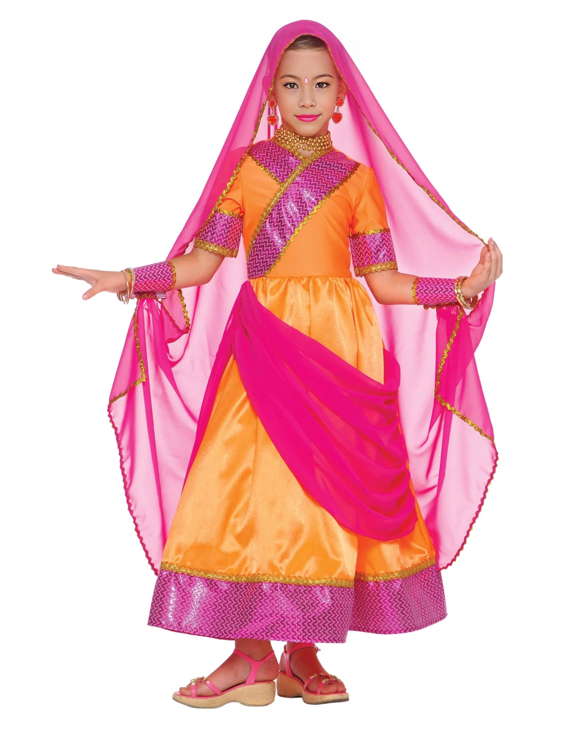 Kostüm Bollywood Prinzessin Kinderkostüm orange-pink
