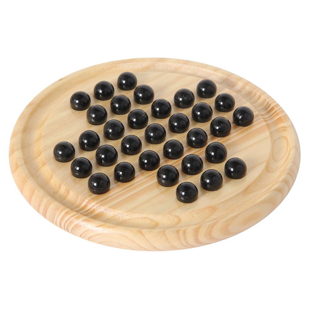 Bartl Spiel Solitär 22 cm aus Holz mit Glasmurmeln, Brettspiel Gesellschaftsspiel Kinderspiel
