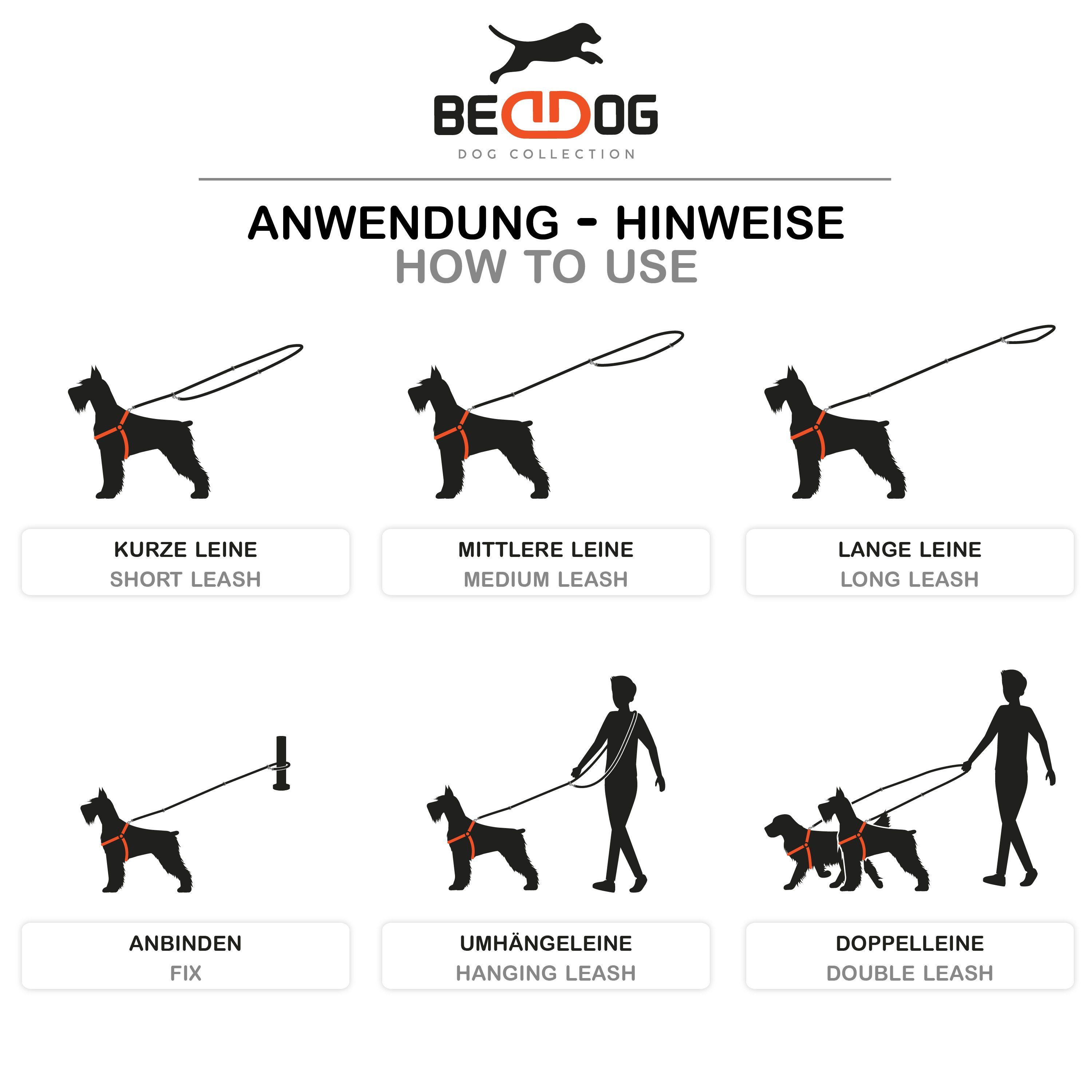 BedDog Hundeleine Hundeleine SPIKE, verstellbar in 3 Längen