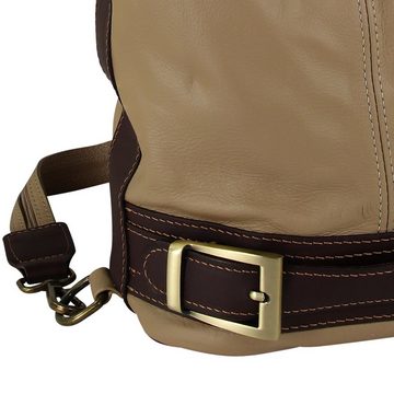 Toscanto Schultertasche Toscanto Damen Schultertasche (Schultertasche), Damen Schultertasche, Cityrucksack Leder, braun, taupe, Größe ca. 23cm