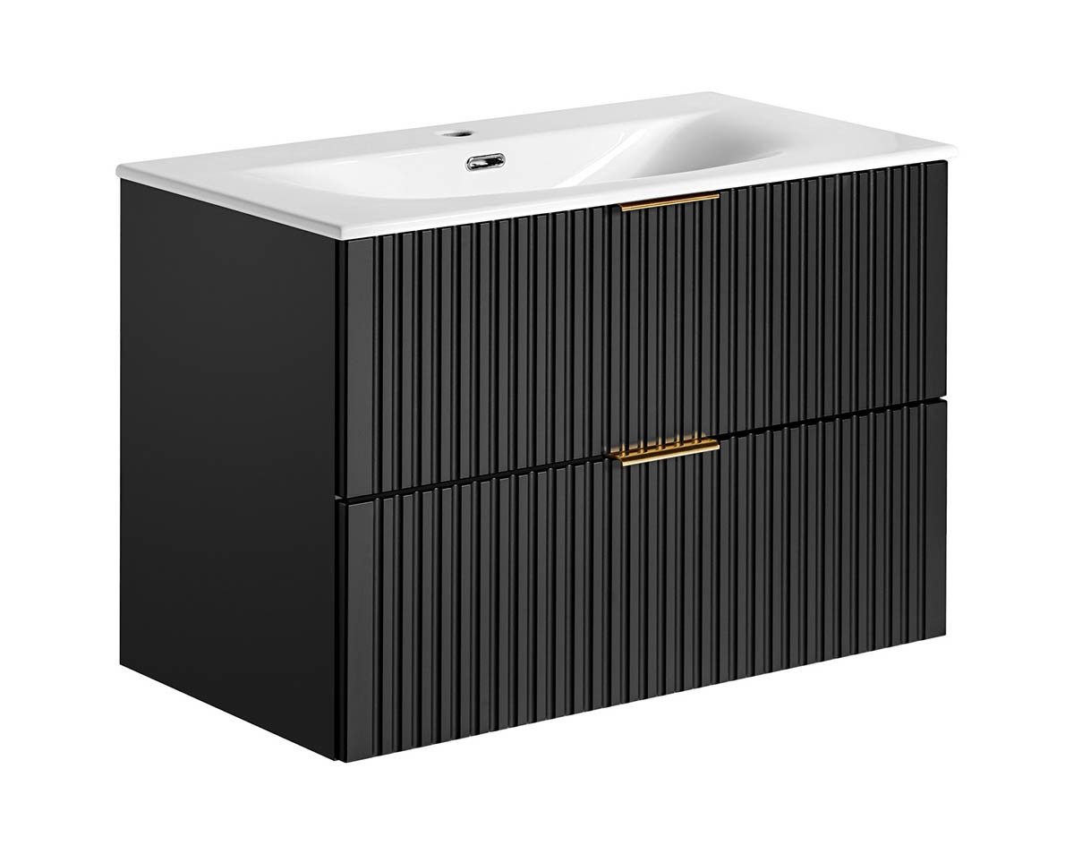einfachgutemoebel Waschtisch-Set Badezimmer Waschplatz Blackened 80cm, günstig online kaufen