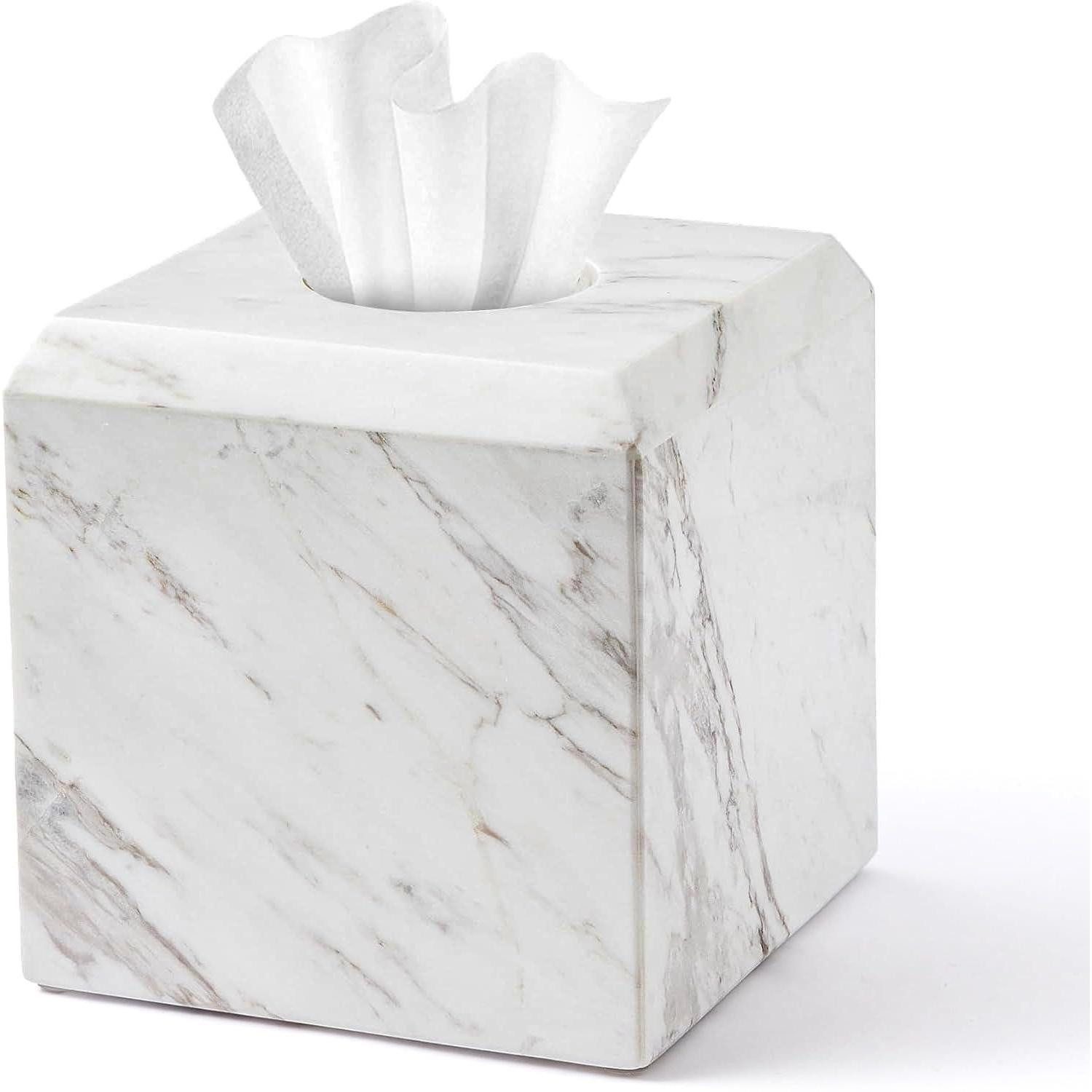 LuxusKollektion Papiertuchbox Taschentuchbox Marmor Jazz Weiß quadratisch