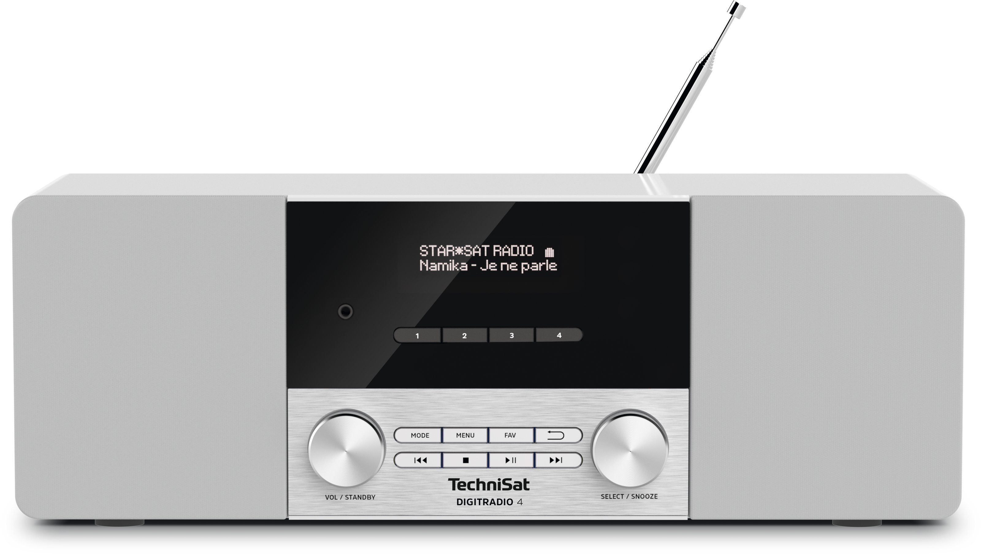 TechniSat DIGITRADIO 4 Digitalradio (DAB) (Digitalradio (DAB), UKW, 20,00 W, Hochwertiges OLED-Display, Equalizer, Bluetooth-Audiostreaming, Favoritenspeicher) Weiß