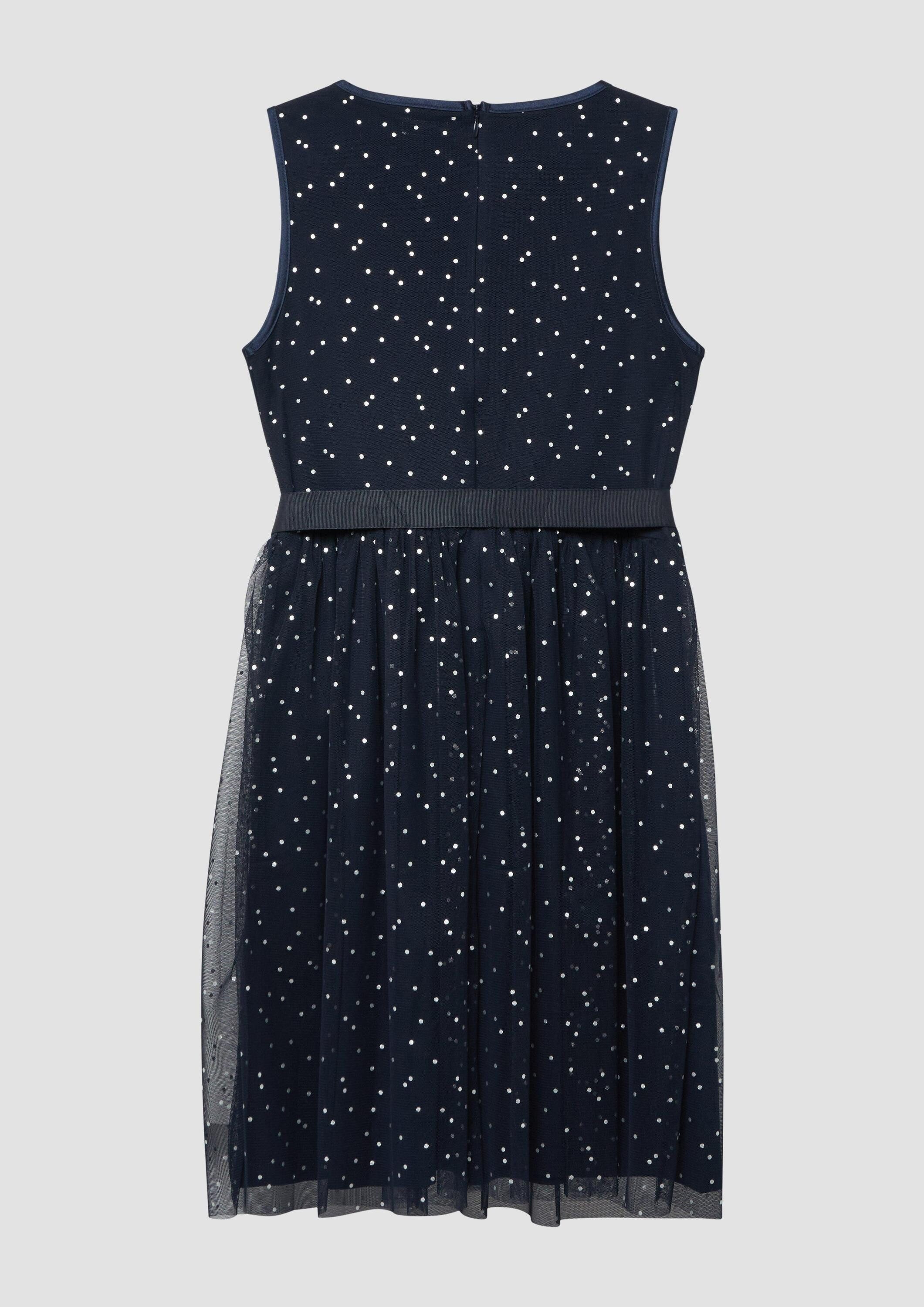 s.Oliver Minikleid Kleid Kurzes Kleid mit silbernen Punkten und Bindegürtel