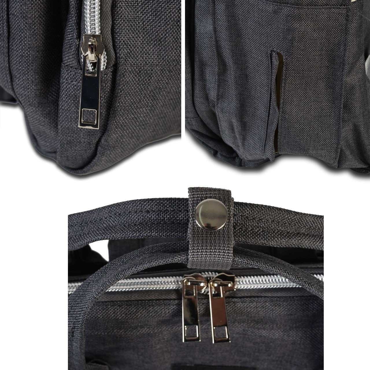Cangaroo (1-tlg), schwarz Rucksack Amelia Wickeltasche Kinderwagentasche, Hauptfach, Rucksack Tragegriffe Seitenfächer