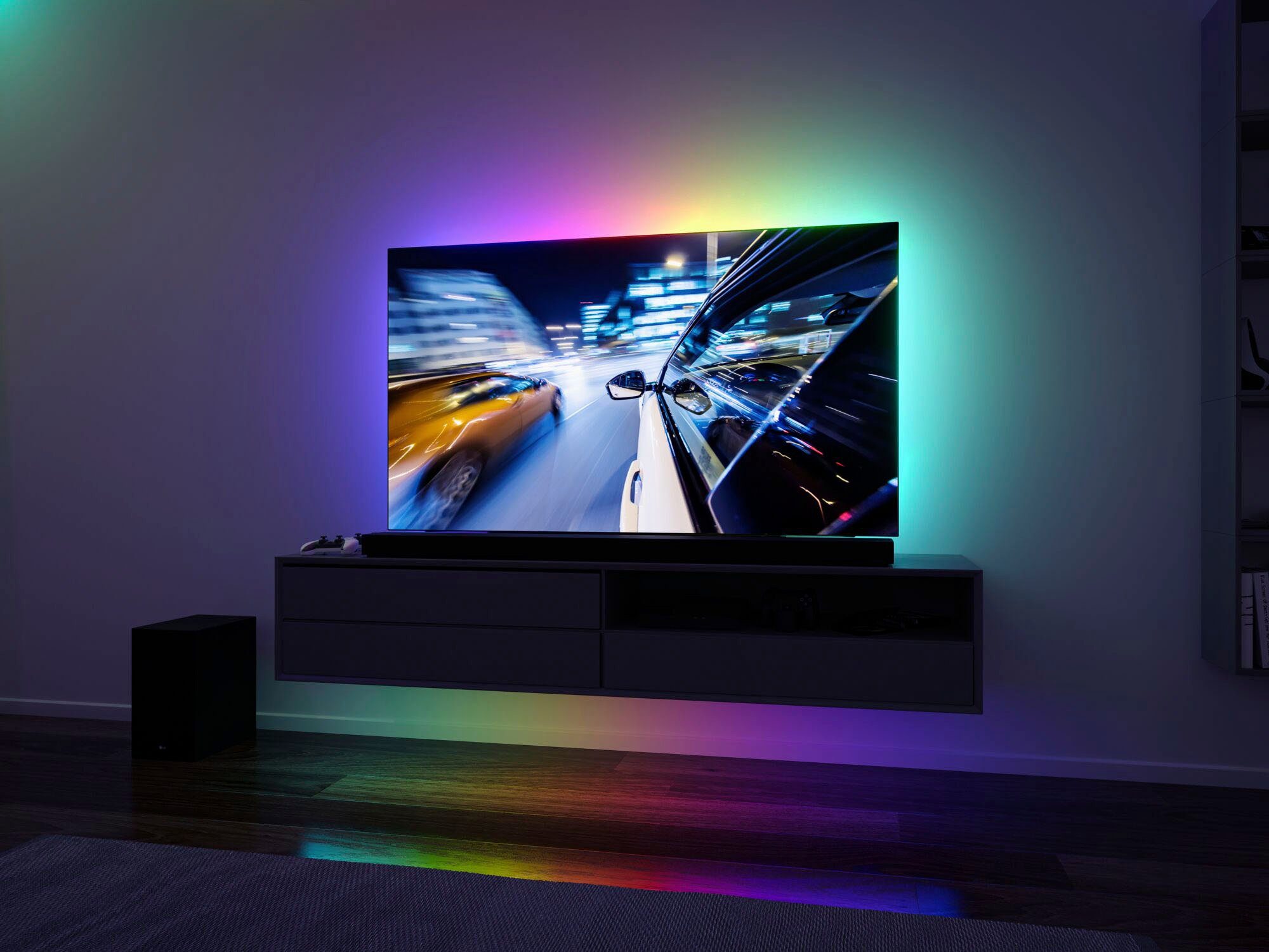 Paulmann LED-Streifen USB Rainbow Zoll RGB LED TV-Beleuchtung 55 2m 1-flammig 3,5W, Strip Dynamic