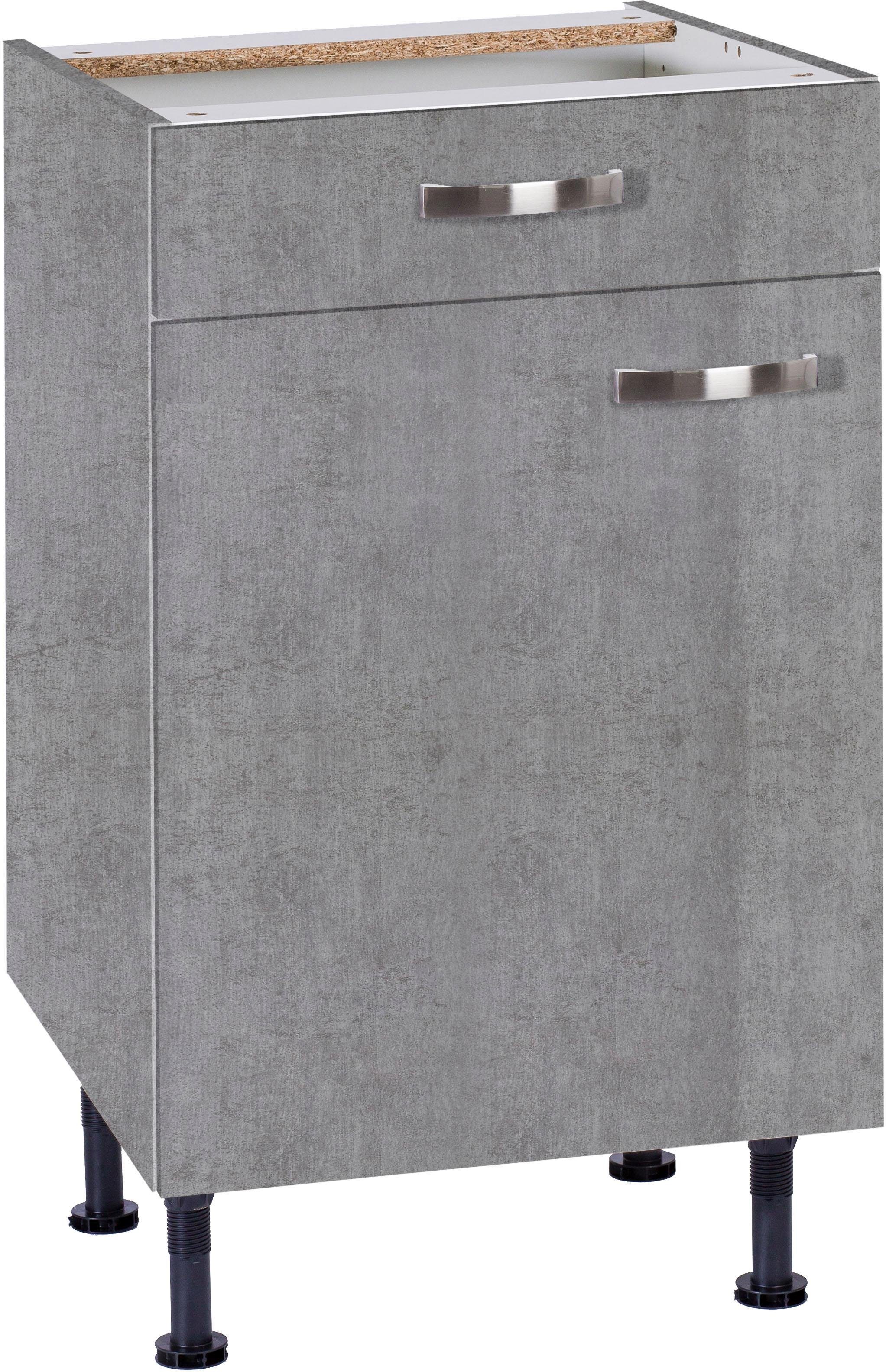 OPTIFIT Unterschrank Cara Breite 50 beton/beton Vollauszug und cm, Soft-Close-Funktion mit | beton