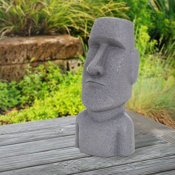 ECD Germany Dekofigur Moai Figur Rapa Nui Osterinsel Statue Gartenfigur Dekofigur Skulptur, Kopf 53,5cm hoch Steinguss Kunstharz Grau Haus&Garten Innen&Außen
