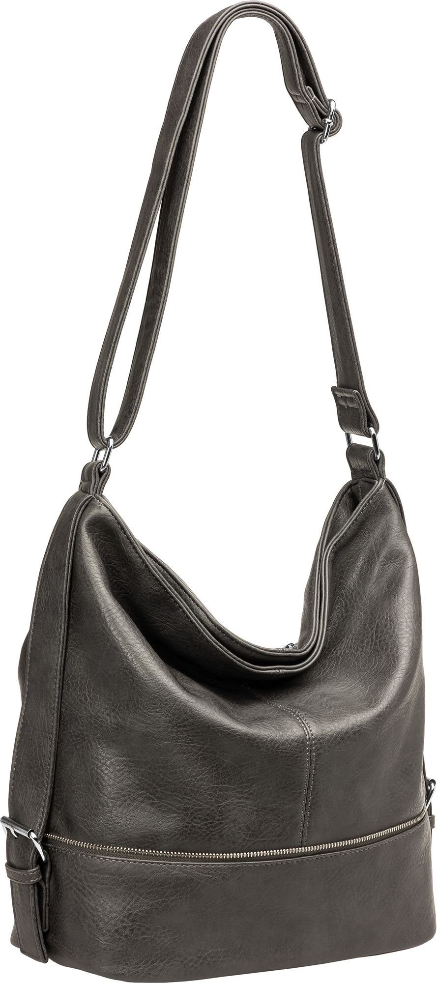 Caspar Schultertasche TS732 große Damen XL Umhängetasche dunkelgrau