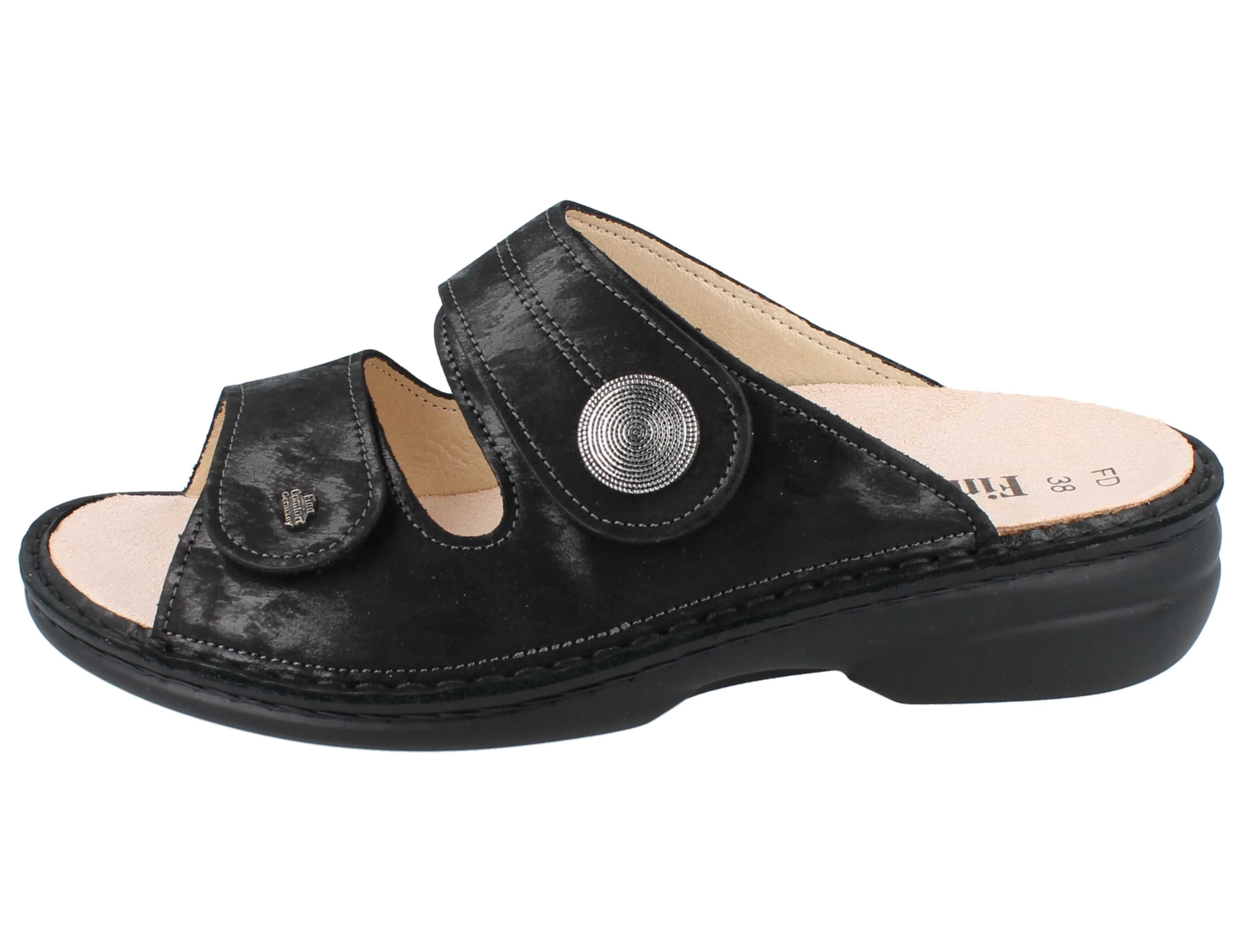Finn Comfort FINN COMFORT Sansibar Damen Pantolette schwarz nero Nubukleder - Pantolette Wechselfußbett