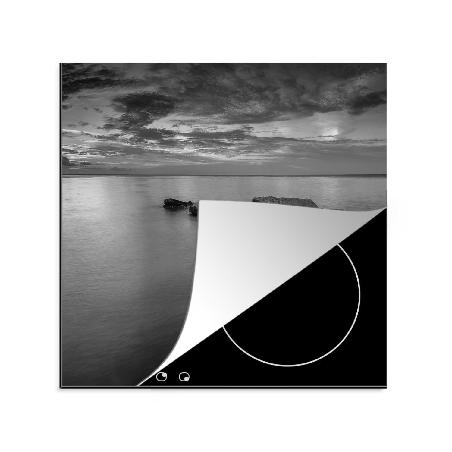 Ceranfeldabdeckung, Herdblende-/Abdeckplatte Steinweg Meer, Arbeitsplatte Vinyl, für (1 küche MuchoWow tlg), zum 78x78 cm,