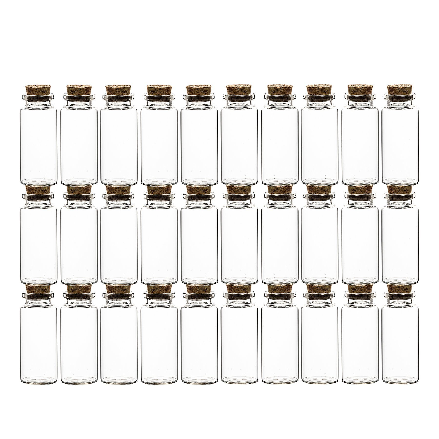 BigDean Gewürzbehälter 30er Set Gewürzgläser Korken-Deckel 30ml klein rund Glas Vorratsglas, Glas & Kork, (30-tlg)