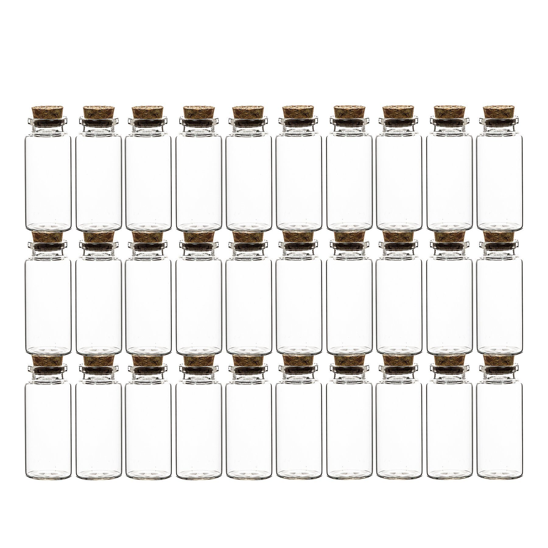 BigDean Gewürzbehälter 30er Set Gewürzgläser Korken-Deckel 30ml klein rund Glas Vorratsglas, Glas & Kork, (30-tlg)