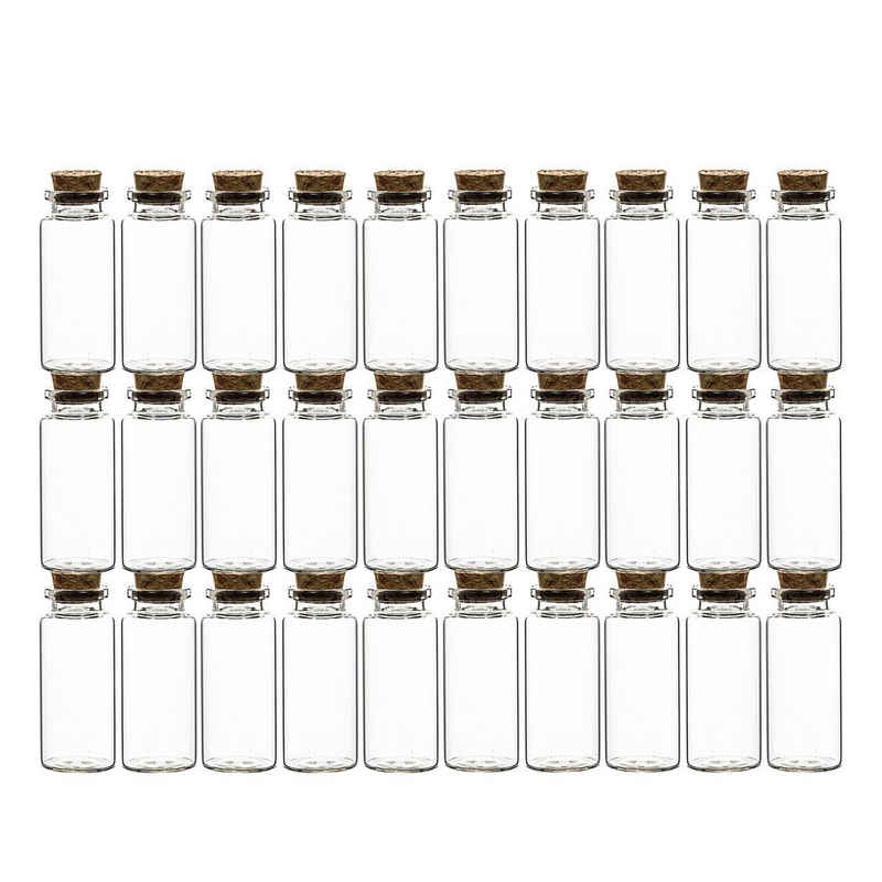 BigDean Gewürzbehälter 30er Set Gewürzgläser Korken-Deckel 30ml klein rund Glas Vorratsglas, Glas & Kork, (30-tlg)