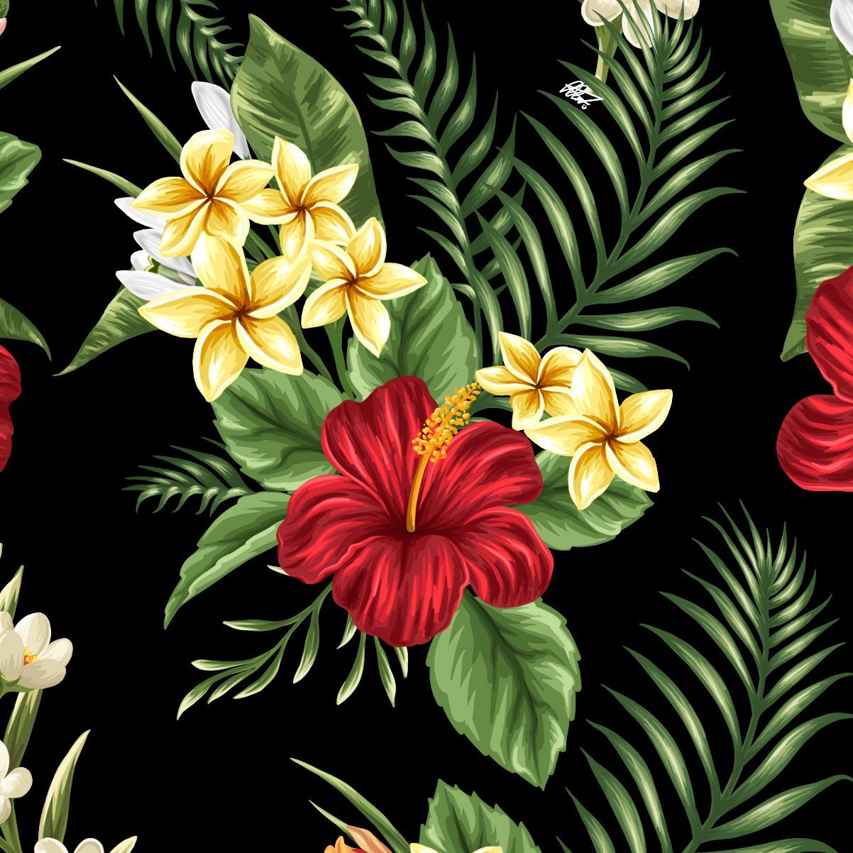 Hawaiihemdshop.de Hawaiihemd Hawaii Hemd Herren Baumwolle Kurzarm Hawaiihemd mit Blüten