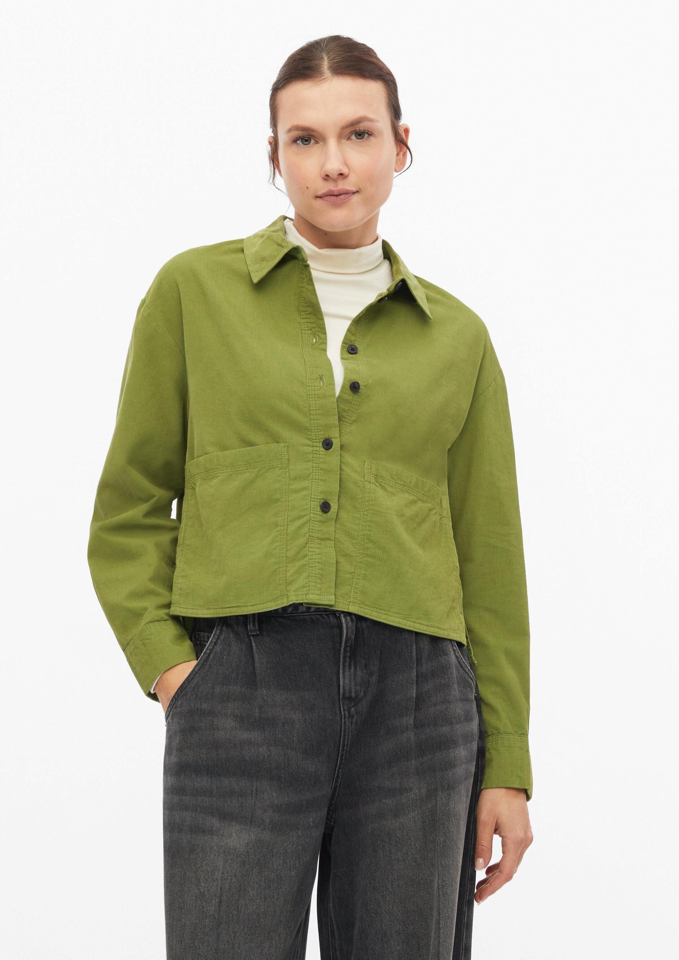 s.Oliver Langarmhemd Bluse Weiche Cordbluse mit aufgesetzten Taschen