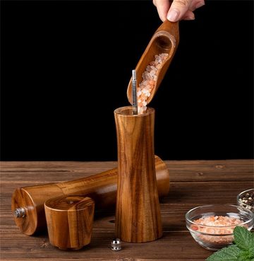 BOTC Salz-/Pfeffermühle Salz Pfeffermühle mit individueller Einstellung grob bis fein 2er-Set, (2 Stück), robuste Salzmühle und Pfeffermühle mit extrem harten Keramik-Mahlwerk