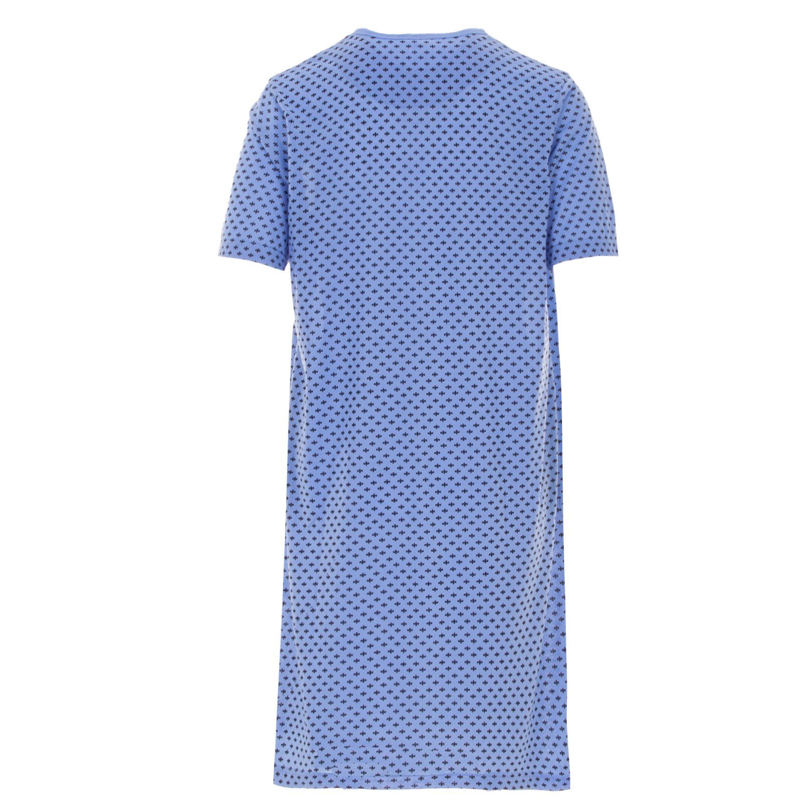 Lucky Nachthemd Nachthemd Kurzarm - klassischer Druck Brusttasche uni blau