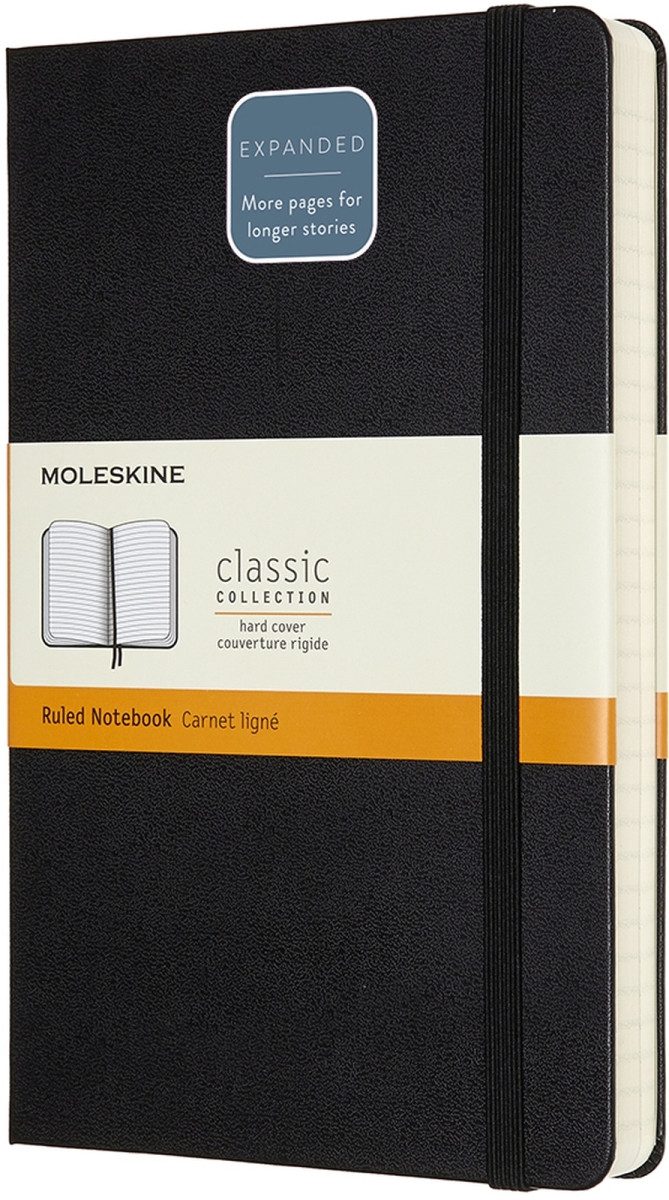 Notizbuch Notizbuch Large A5 liniert 200 Blatt Hardcover schwarz.