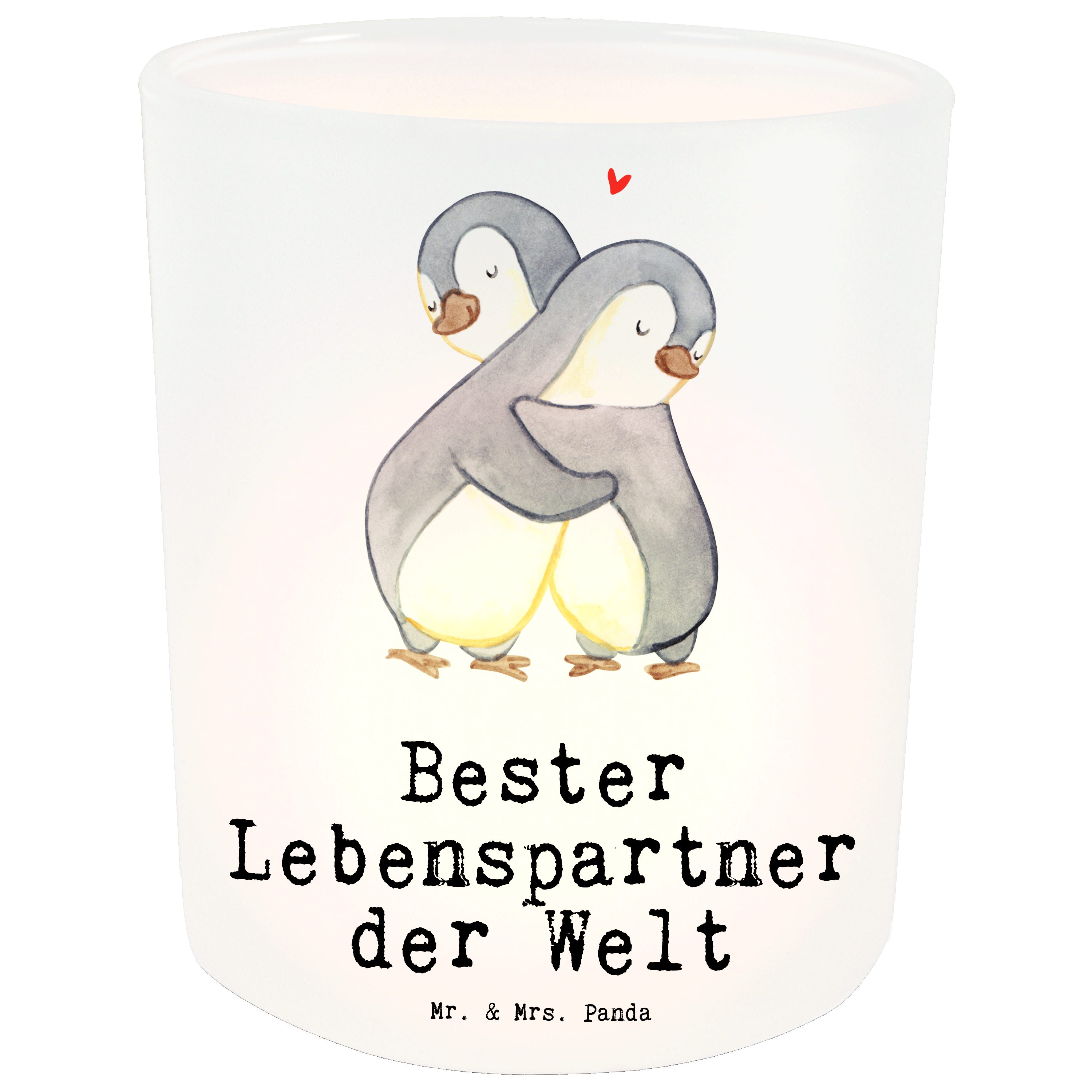 Welt Mrs. Teeli Bester & Geschenk, Pinguin Lebenspartner Transparent - der St) Panda Mr. Windlicht (1 -