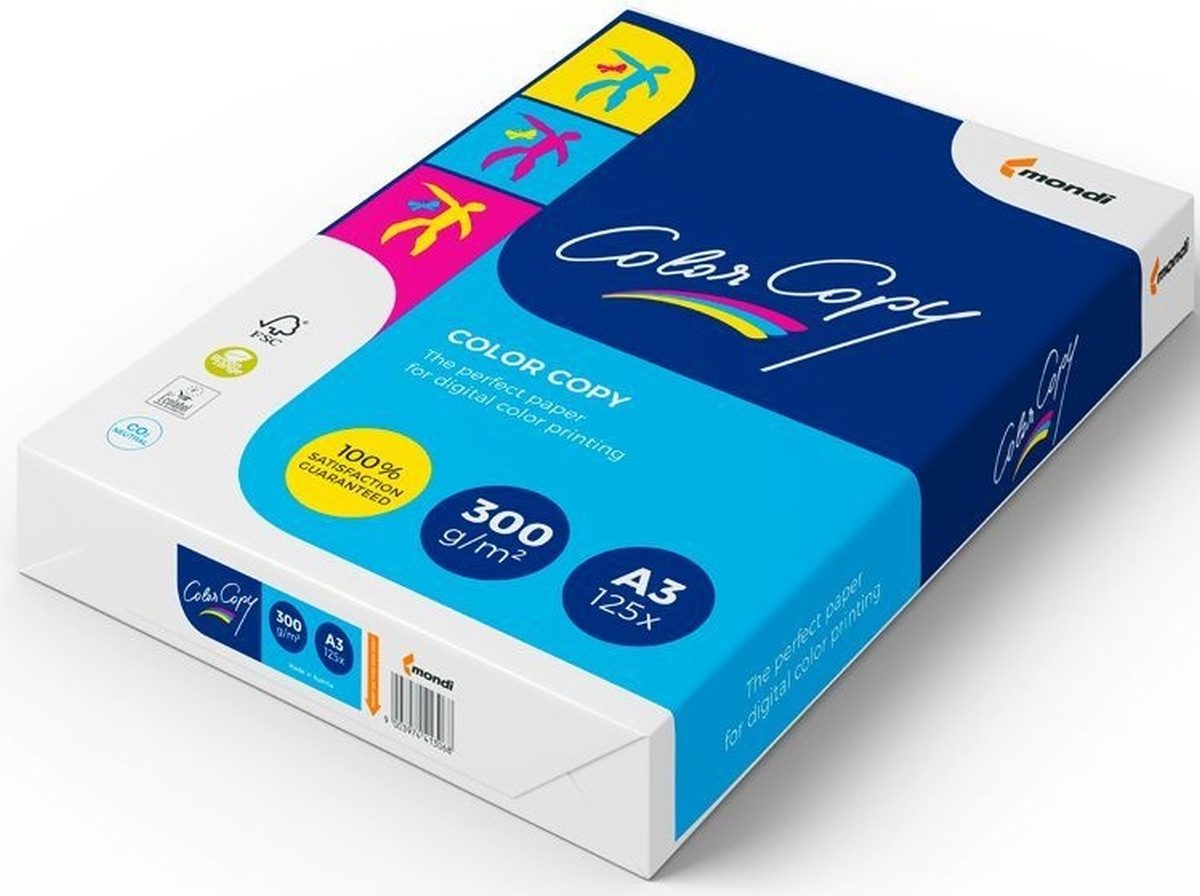 Mondi Business Paper Laser-Druckerpapier Farblaserpapier Color Copy satiniert A3 300 g/qm weiß VE=125 Blatt