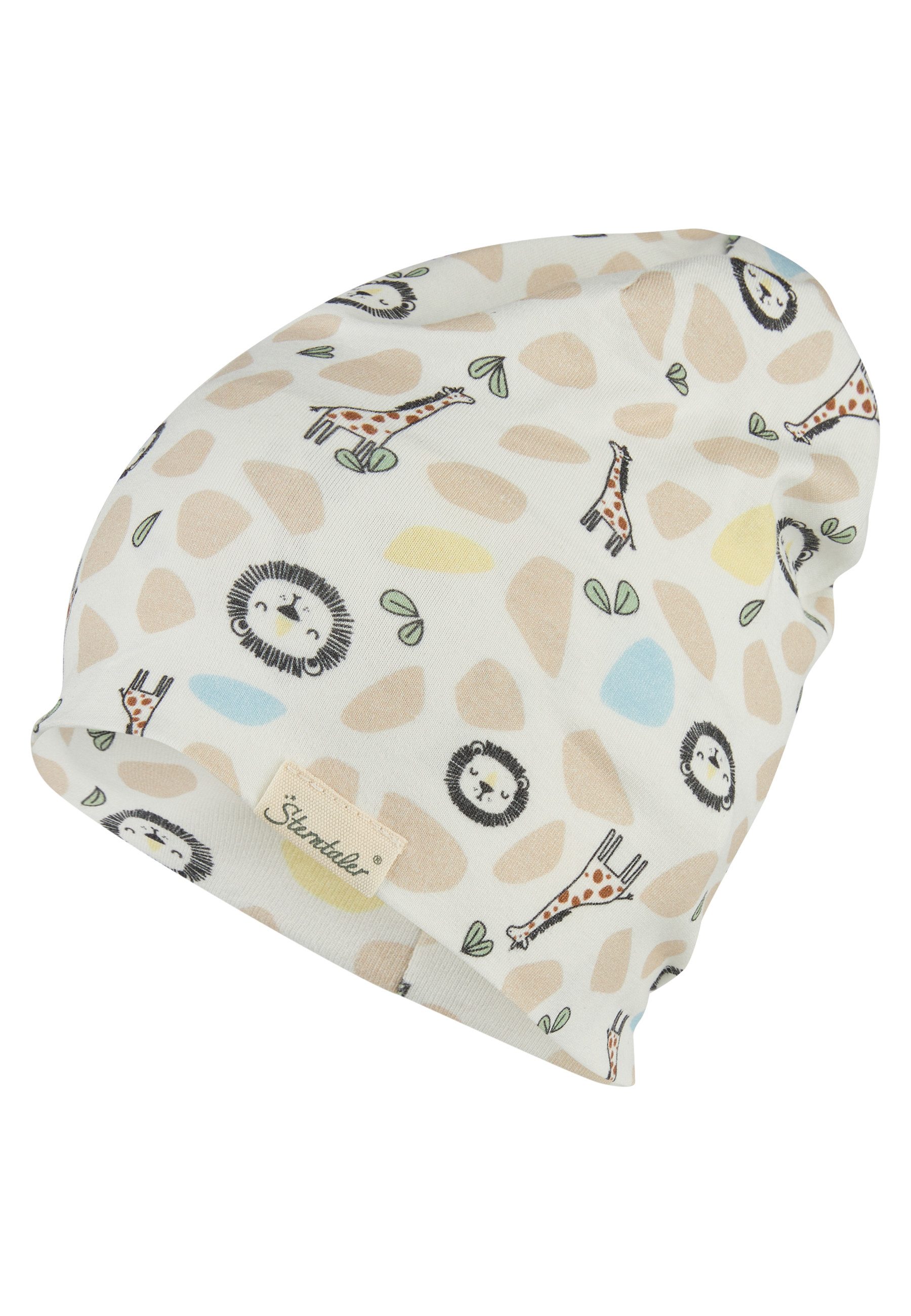 Sterntaler® Beanie Beanie Safari (1-St) Beanie aus Baumwoll-Jersey mit Safari-Druck, zwei Tragevarianten