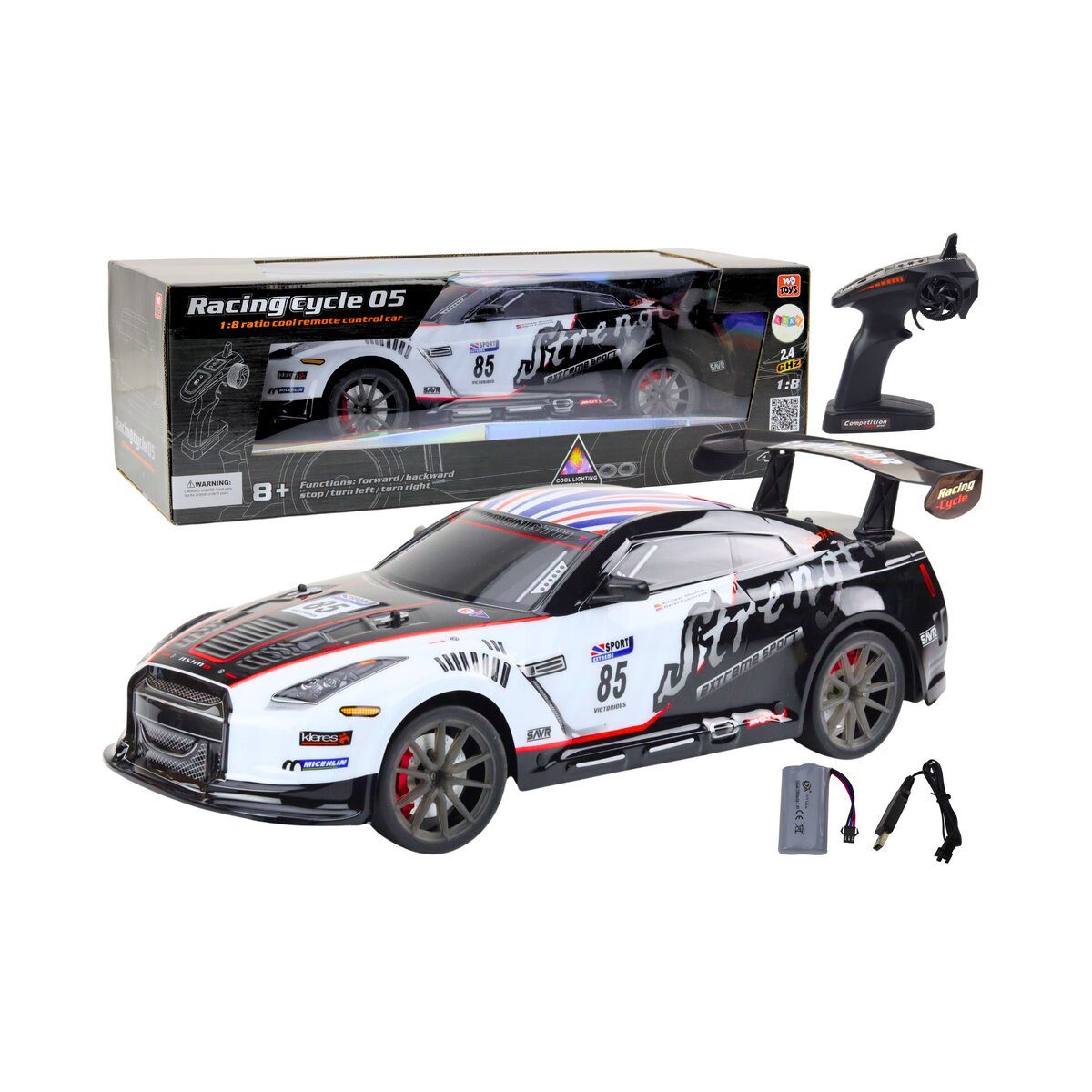 Wisam RC-Auto Großer ferngesteuerter RC-Sportwagen 1:8 mit Lichtgeräuschen