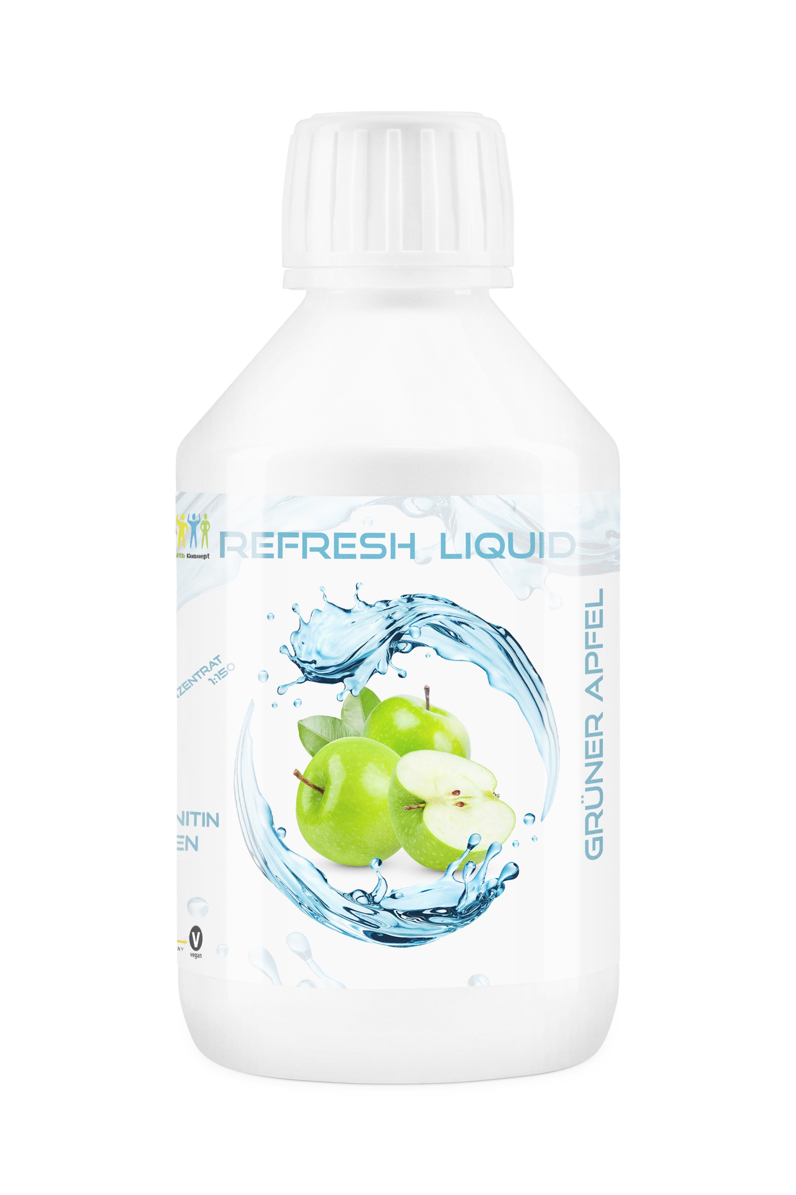 XAXX Getränke-Sirup HC Refresh Liquid Grüner Apfel Konzentrat 1:150, 250 ml, zuckerfrei