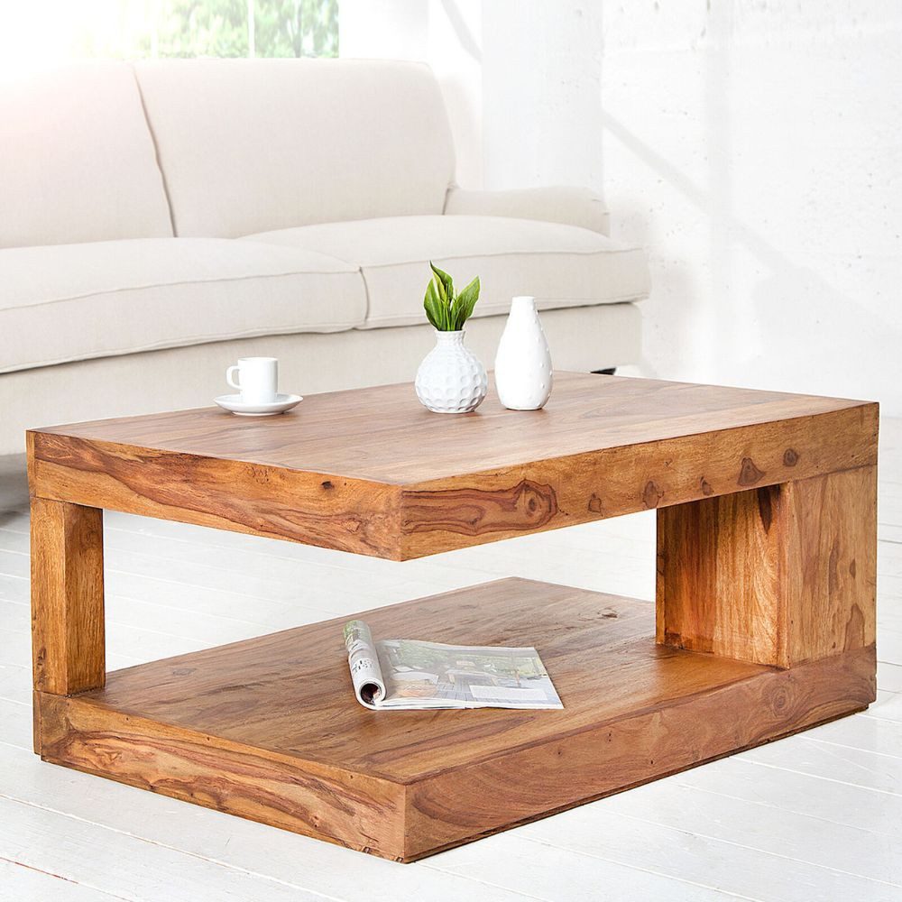 LebensWohnArt Couchtisch Puristischer Couchtisch SHIVA ca.90x60cm massiv Pa günstig online kaufen