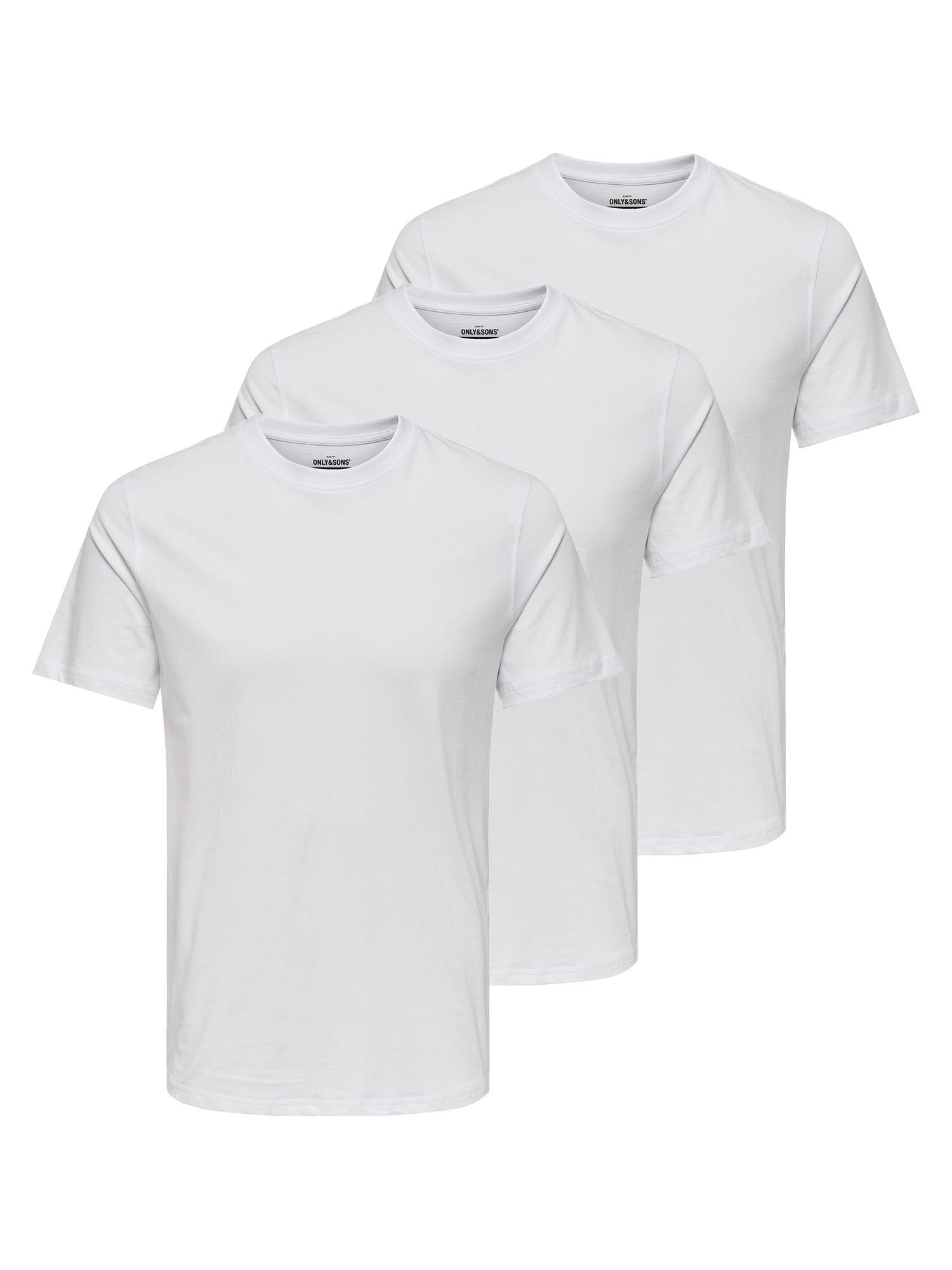 ONLY & SONS T-Shirt 3er Pack MAX (Spar-Set, 3-tlg) T-Shirt - Baumwolle - Atmungsaktiv - Vielseitiges Basic