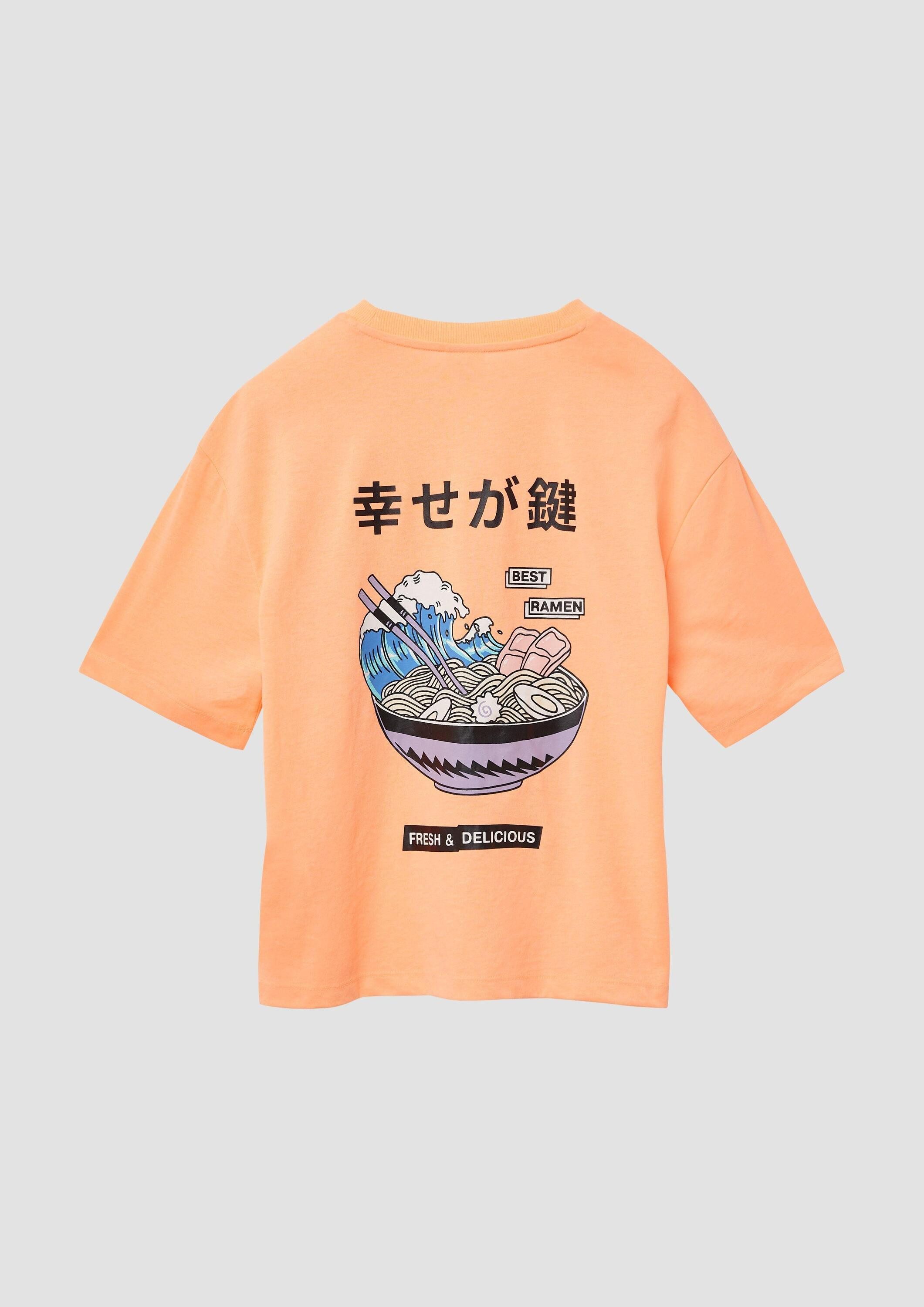 s.Oliver Kurzarmshirt T-Shirt Boxy T-Shirt mit Front- und Rückenprint
