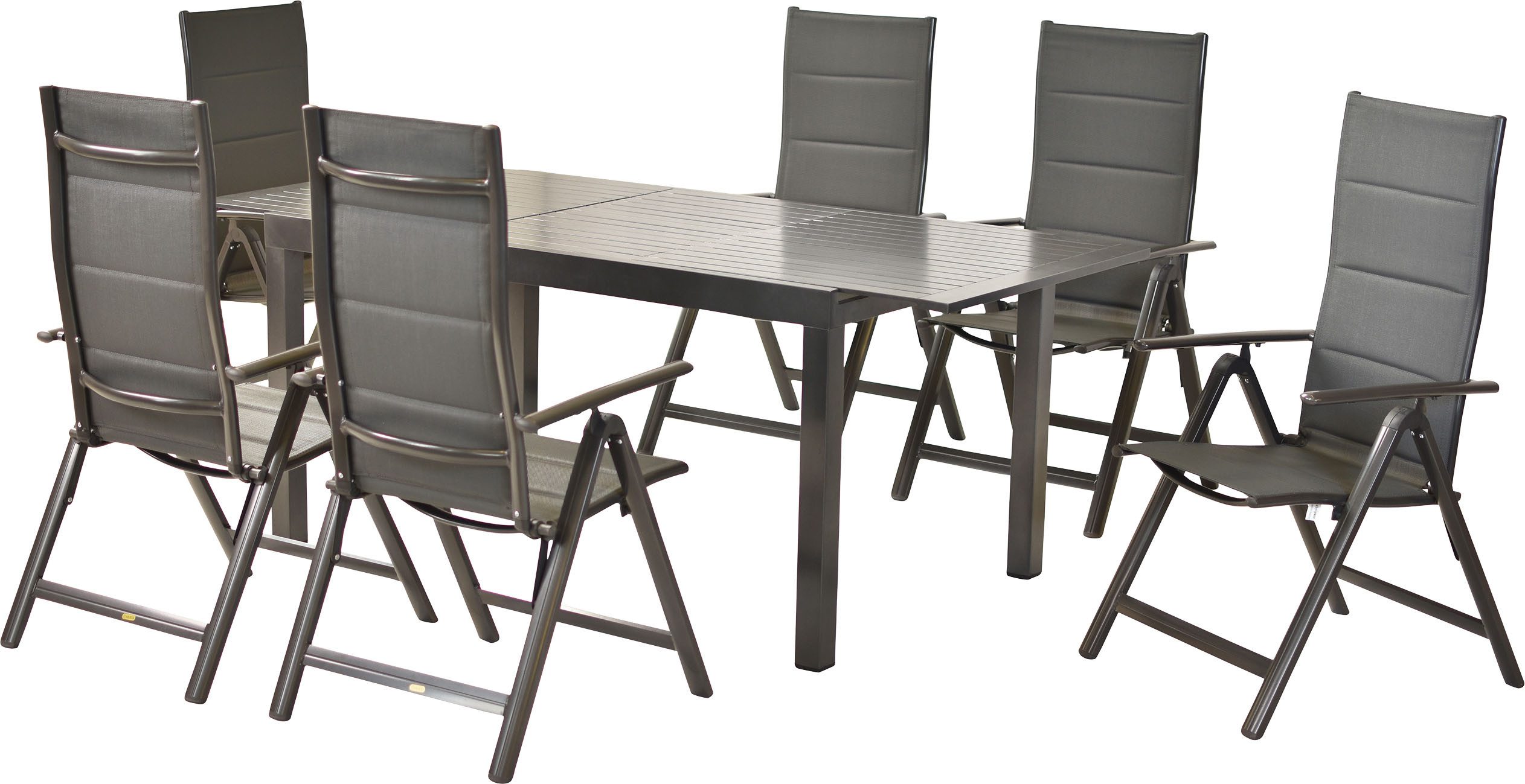 MERXX Garten-Essgruppe Taviano, (Set, 7-tlg), inkl. 6 Klappsessel, 1 Ausziehtisch