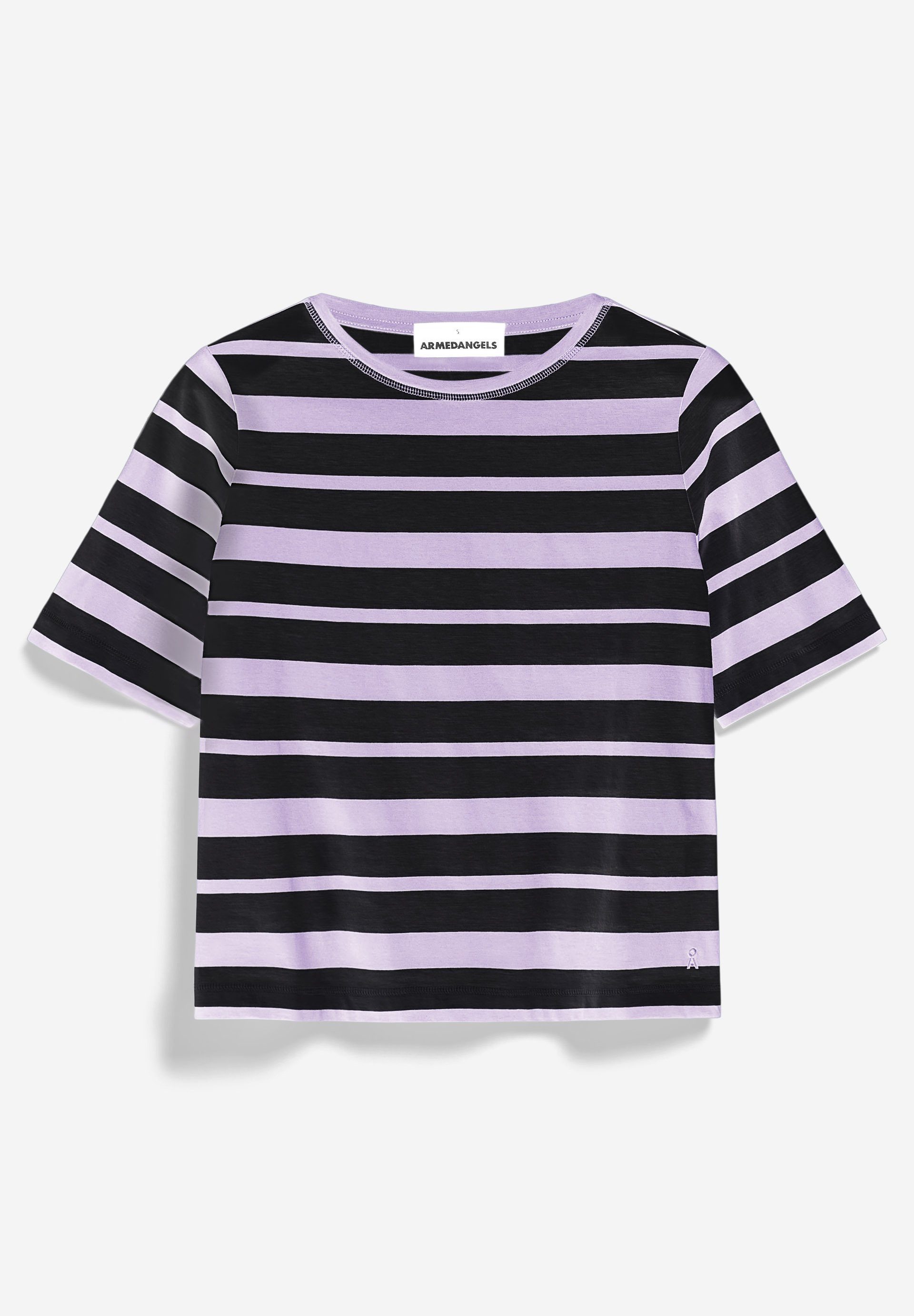 Armedangels T-Shirt FINIAA BLOCK STRIPES Damen (1-tlg) Keine Details lavender light-black