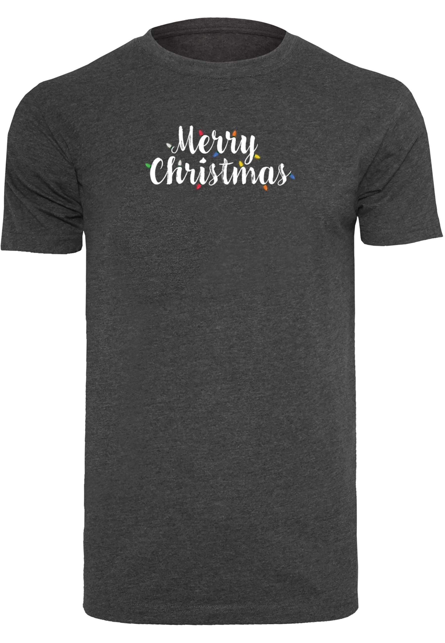 Merchcode T-Shirt Herren Merry Christmas Lights T-Shirt Round Neck (1-tlg) charcoal