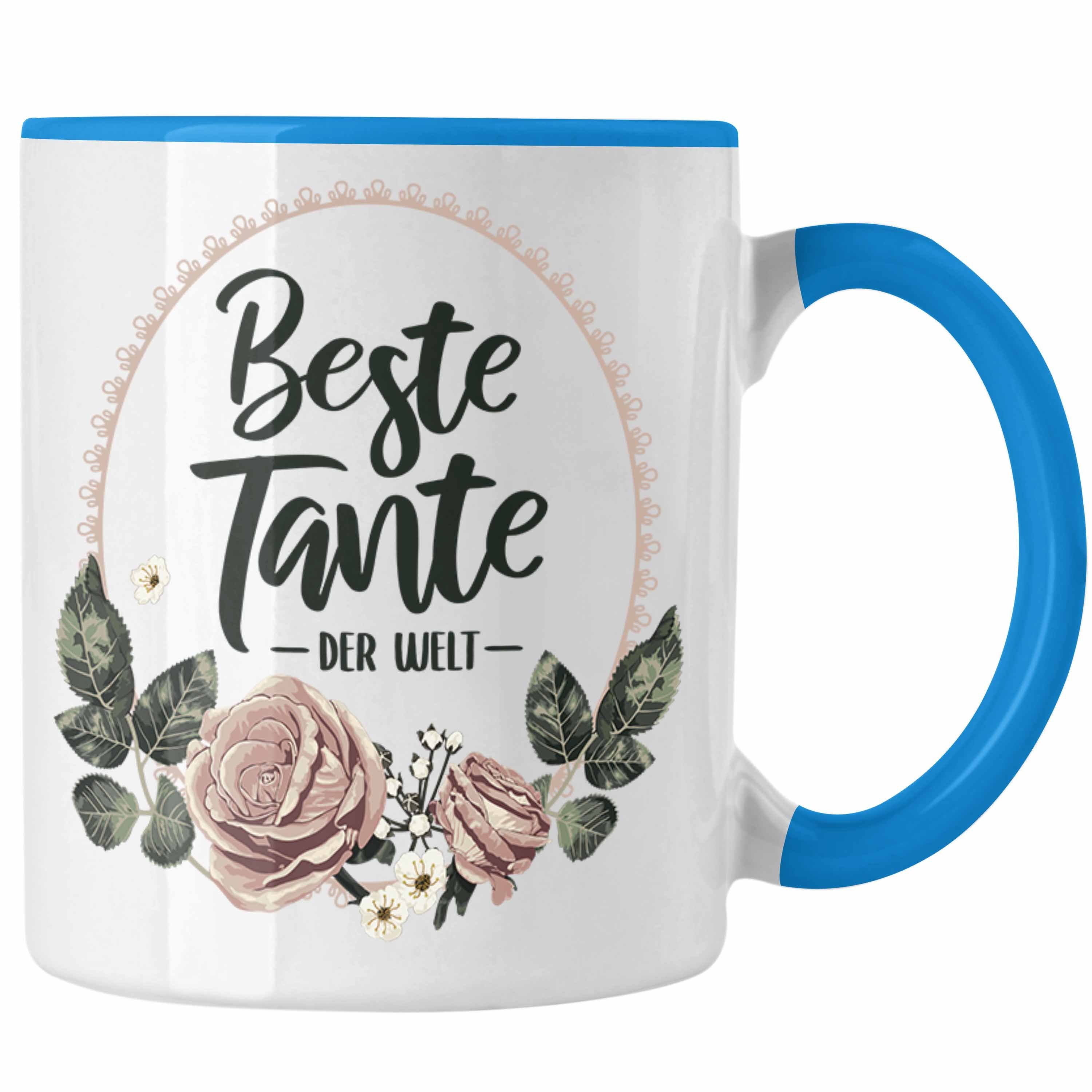 Trendation Blau für Tante Tasse Geschenk Trendation Welt Spruch Tasse - Coole mit Kaffeetasse Beste der Tante