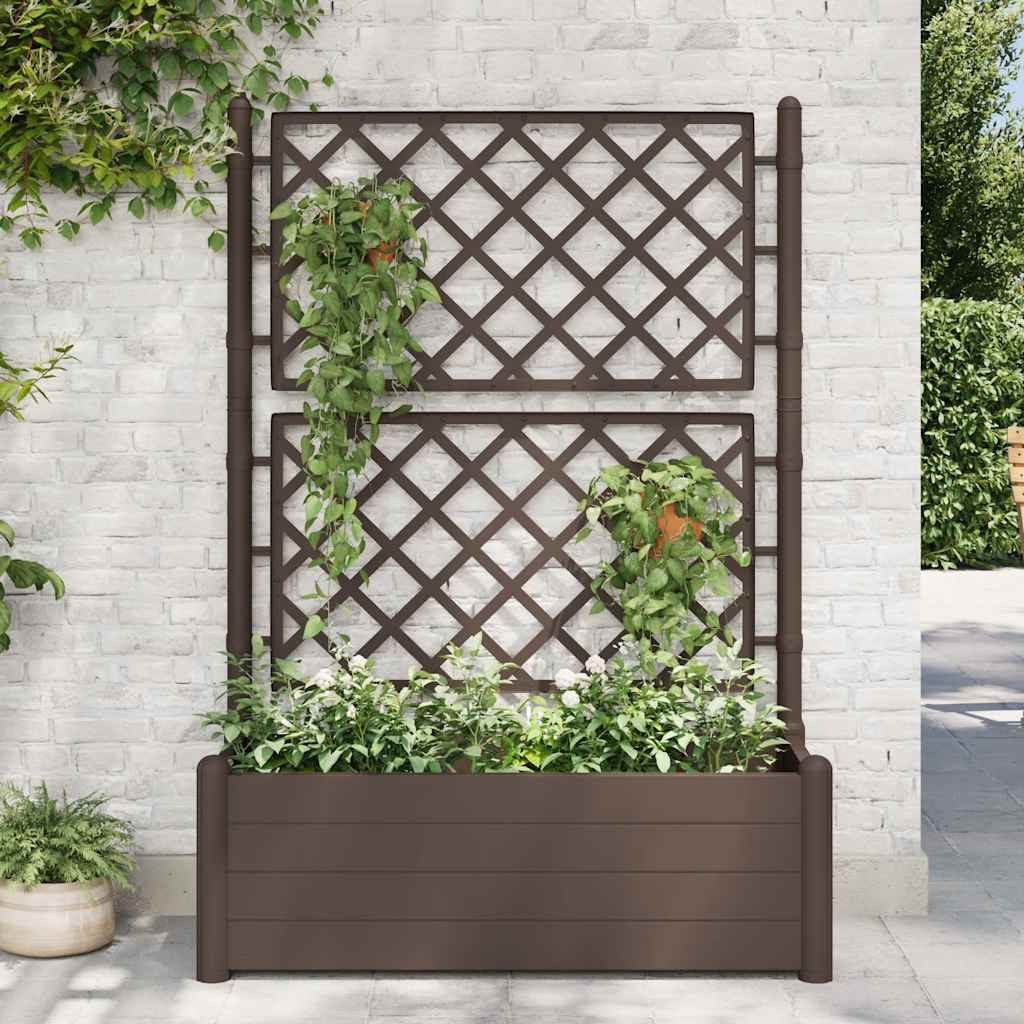 vidaXL Blumentopf Pflanzkübel mit Spalier 100x43x142 cm PP Mokka (1 St)