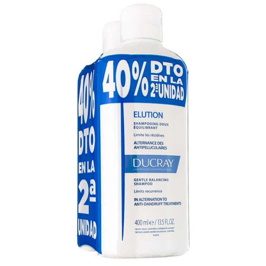 Ducray Haarshampoo ELUCION champú reequilibrante anticaspa promo 2 x 400ml